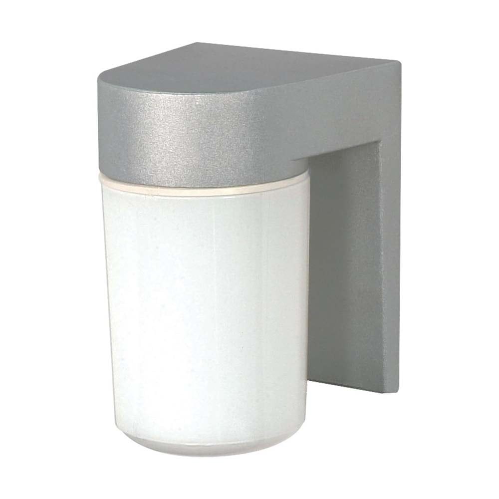 8" Satin Aluminum Outdoor Wall Sconce with White Glass