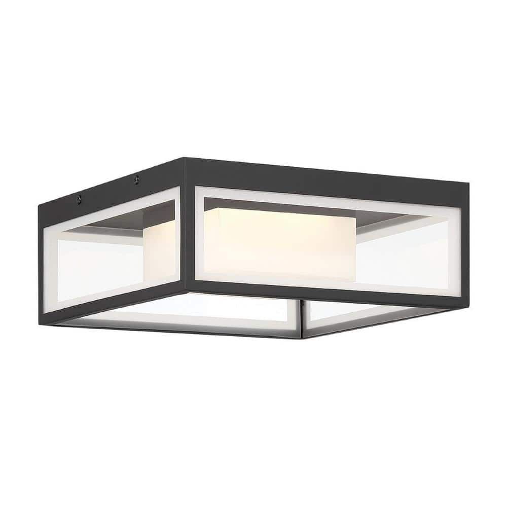 Matte Black and White Glass LED Flush Mount Light