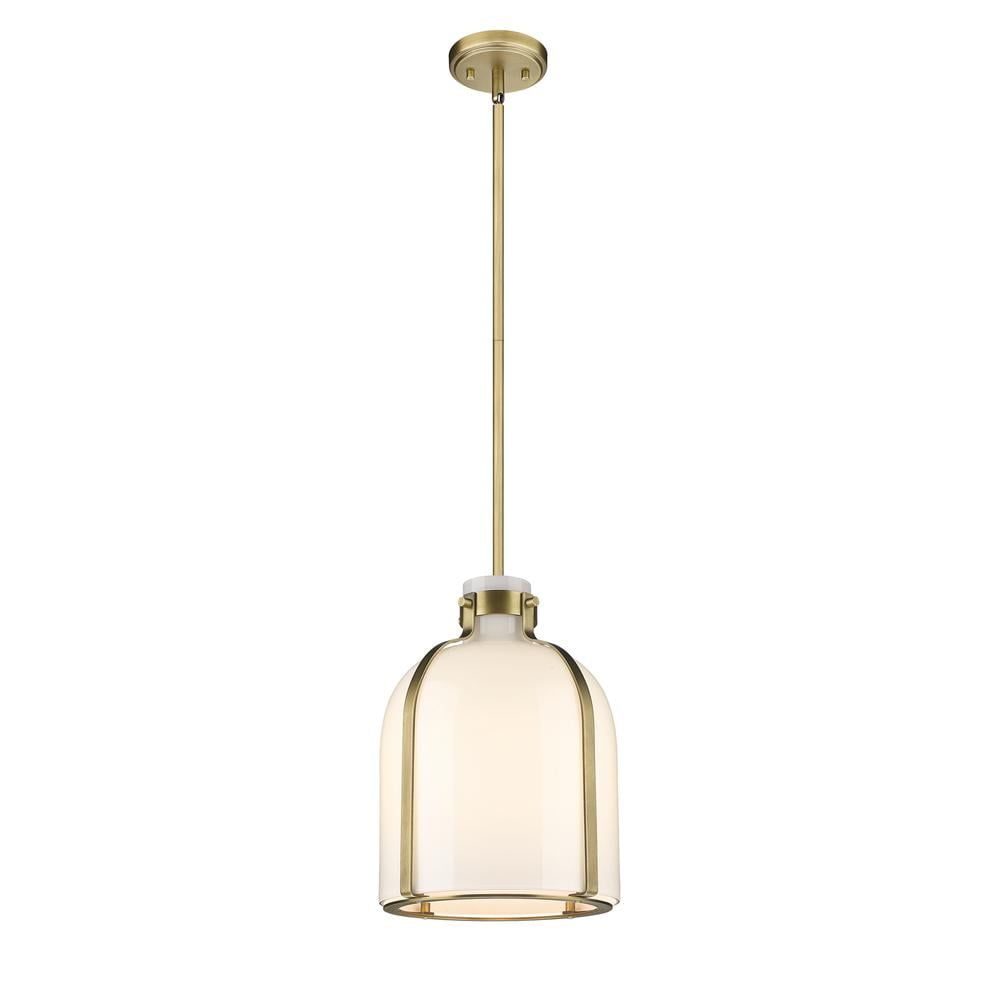 Rubbed Brass and Glass 13.5" Indoor/Outdoor LED Pendant Light