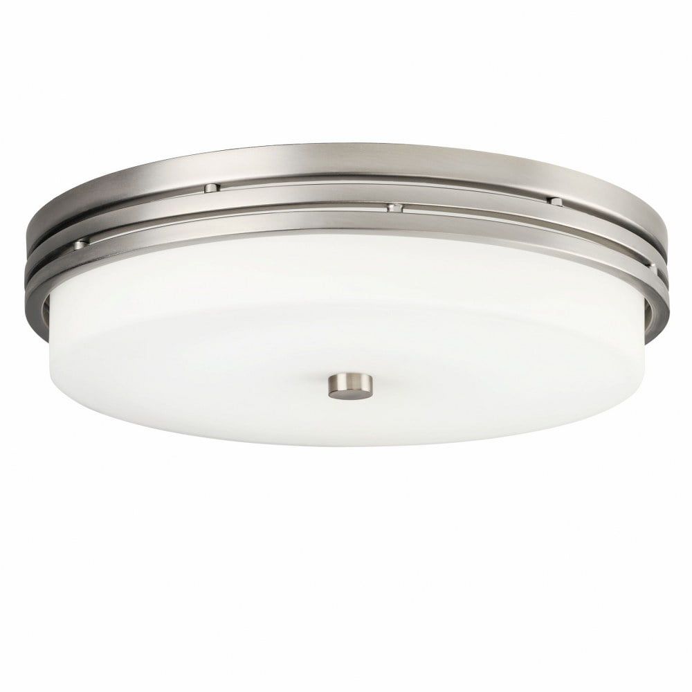 Transitional Brushed Nickel 14" LED Drum Flush Mount Light