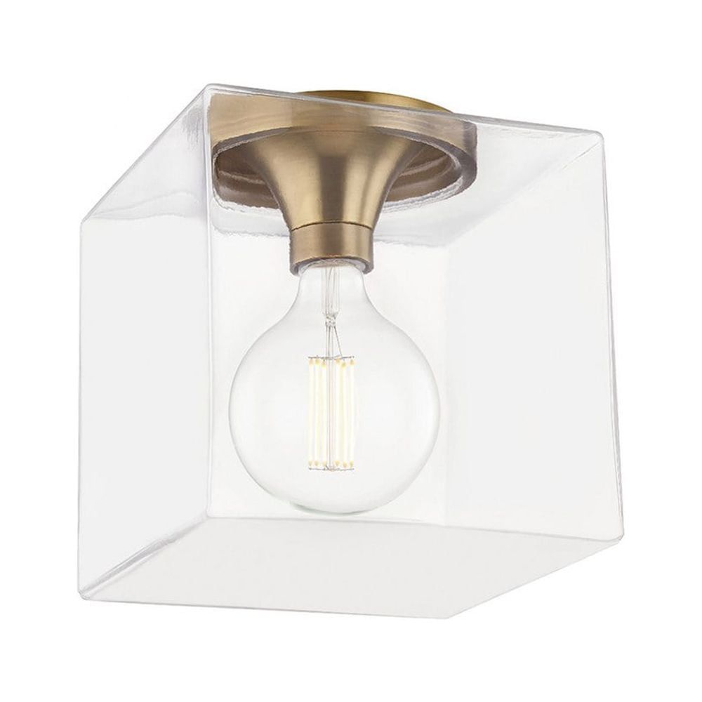 Grace Aged Brass Clear Glass 1-Light Indoor/Outdoor Flush Mount