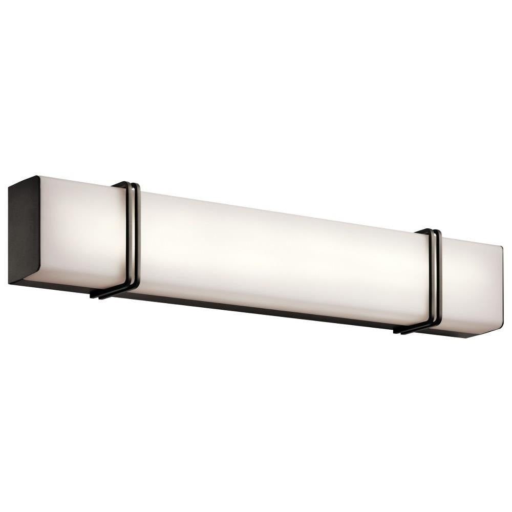 Distressed Bronze 30" LED Linear Vanity Light with White Shade