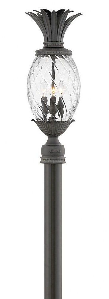 Museum Black Aluminum 3-Light Outdoor Post Lantern with Clear Optic Glass