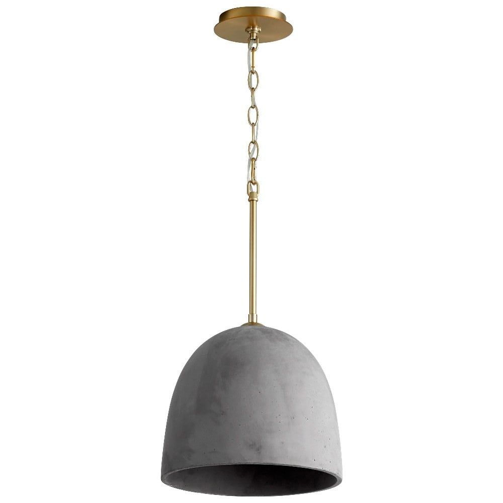 Aged Brass and Dark Gray Concrete LED Pendant Light