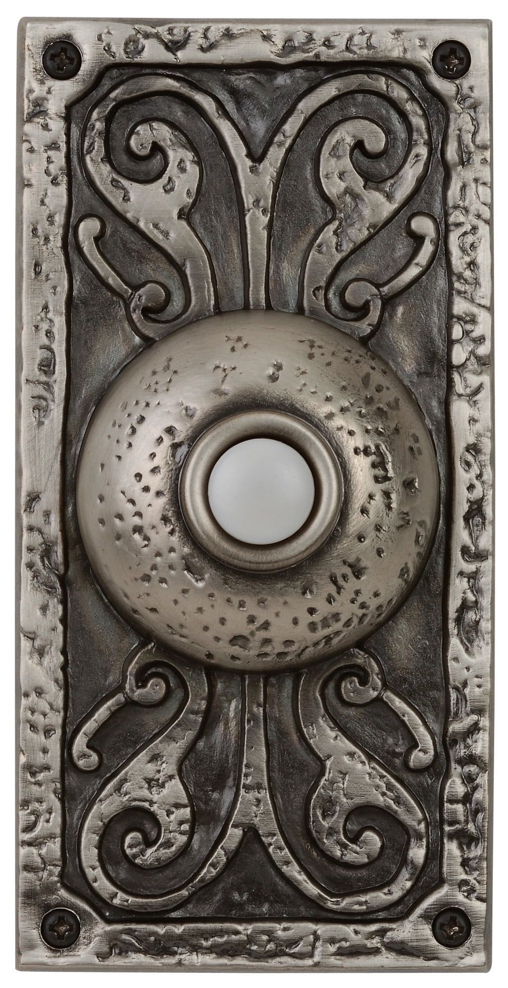 Antique Pewter Ornate Lighted Doorbell Push Button