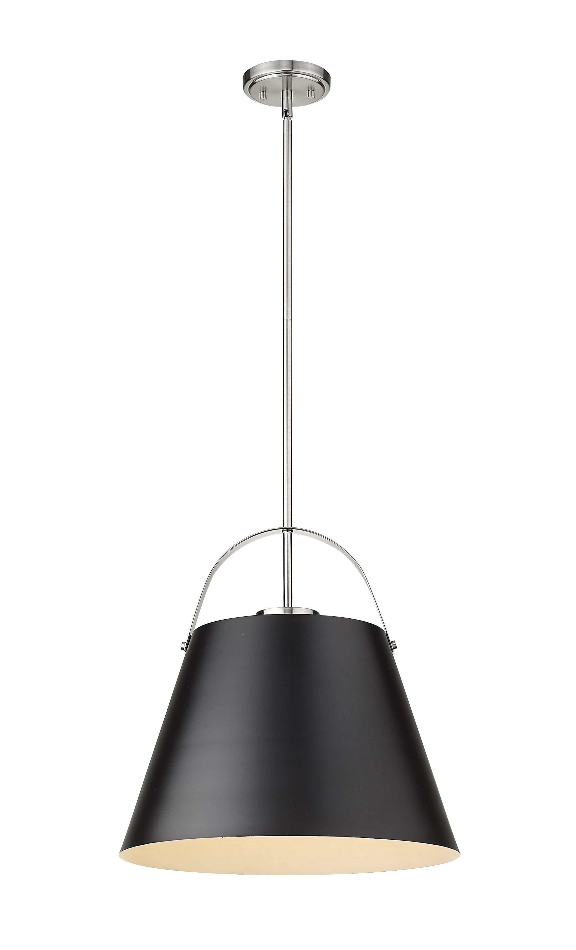 Transitional 18" Matte Black & Brushed Nickel Steel Drum Pendant