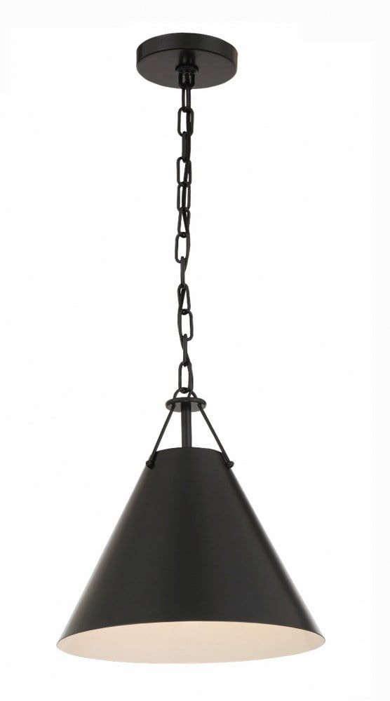 Matte Black Steel 1-Light Pendant with Chain