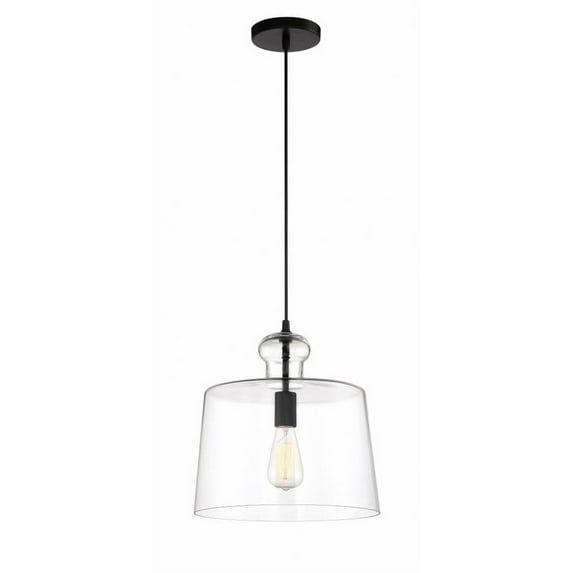Coal Clear Glass Drum Pendant Light with Dimmable Incandescent Bulb