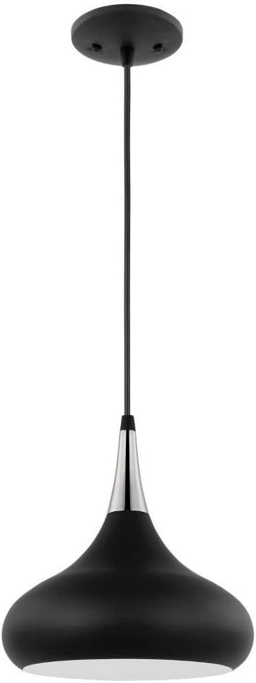 Phoenix 10" Matte Black and Polished Nickel Teardrop Pendant Light