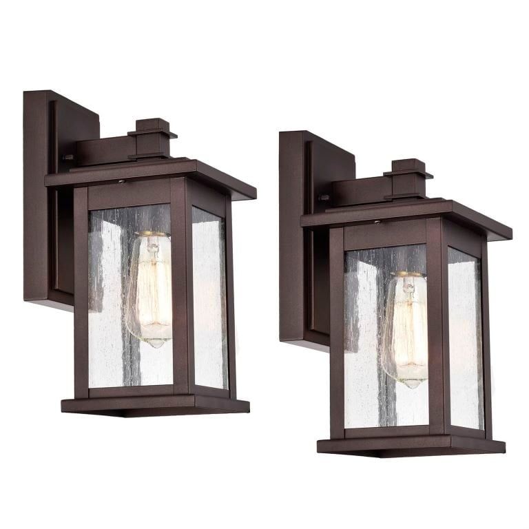 Oil Rubbed Bronze 12-Inch Outdoor Wall Lantern with Seeded Glass