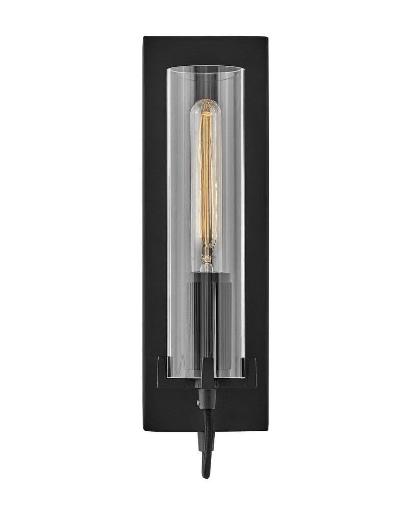 Ryden Black Finish Clear Glass 1-Light Wall Sconce