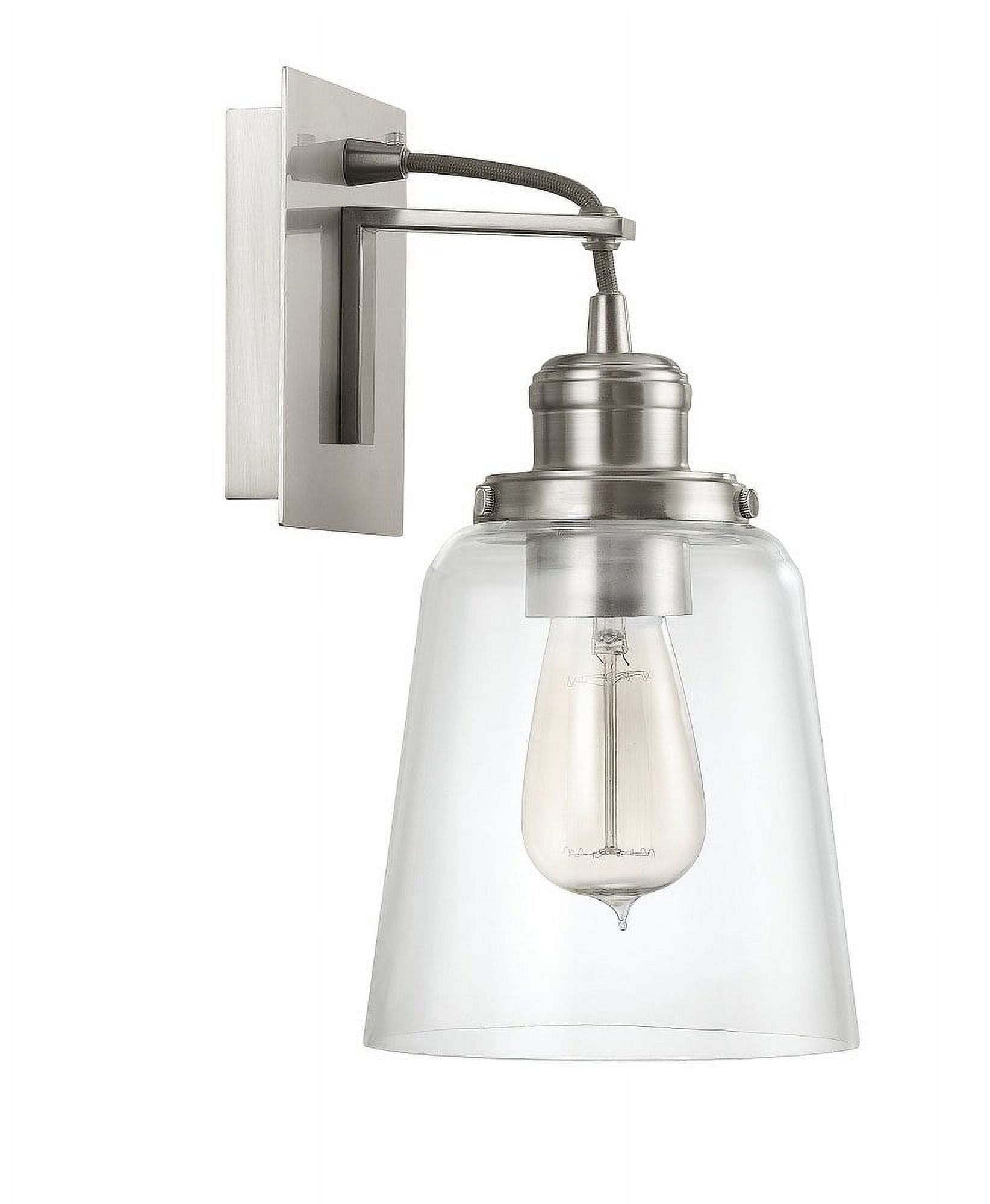 Elegant Brushed Nickel Cylinder Wall Sconce with Clear Glass Shade