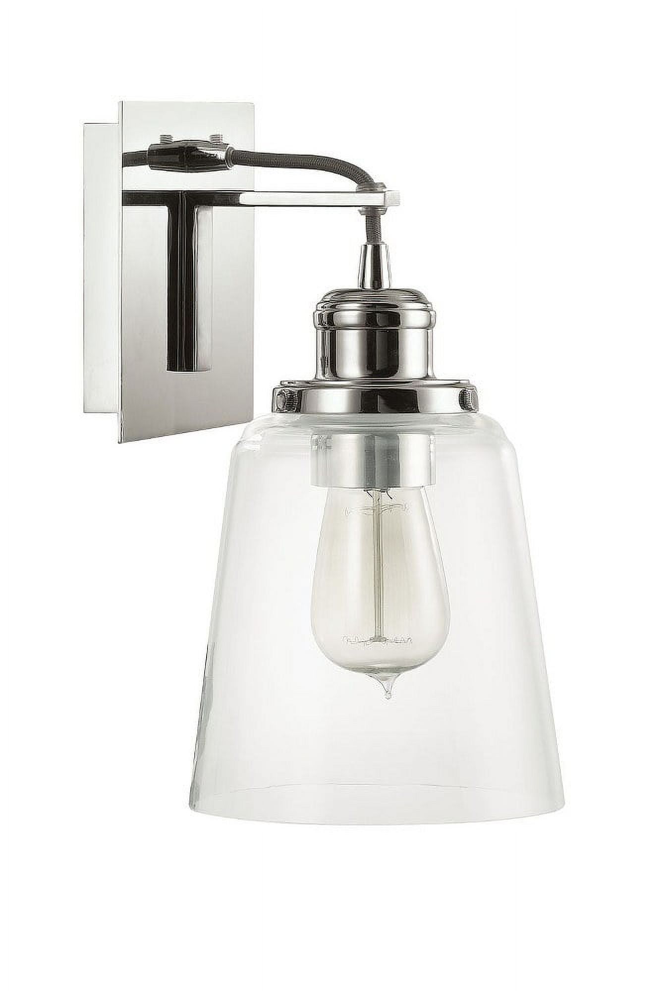 Elegant Polished Nickel Cylinder Wall Sconce with Clear Glass Shade