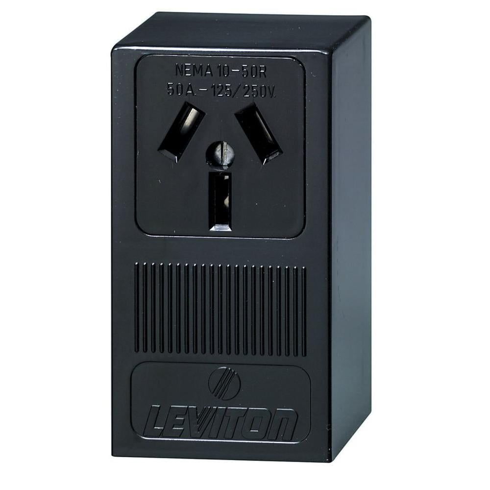 Leviton Black Thermoplastic 50 Amp Surface Mount Outlet