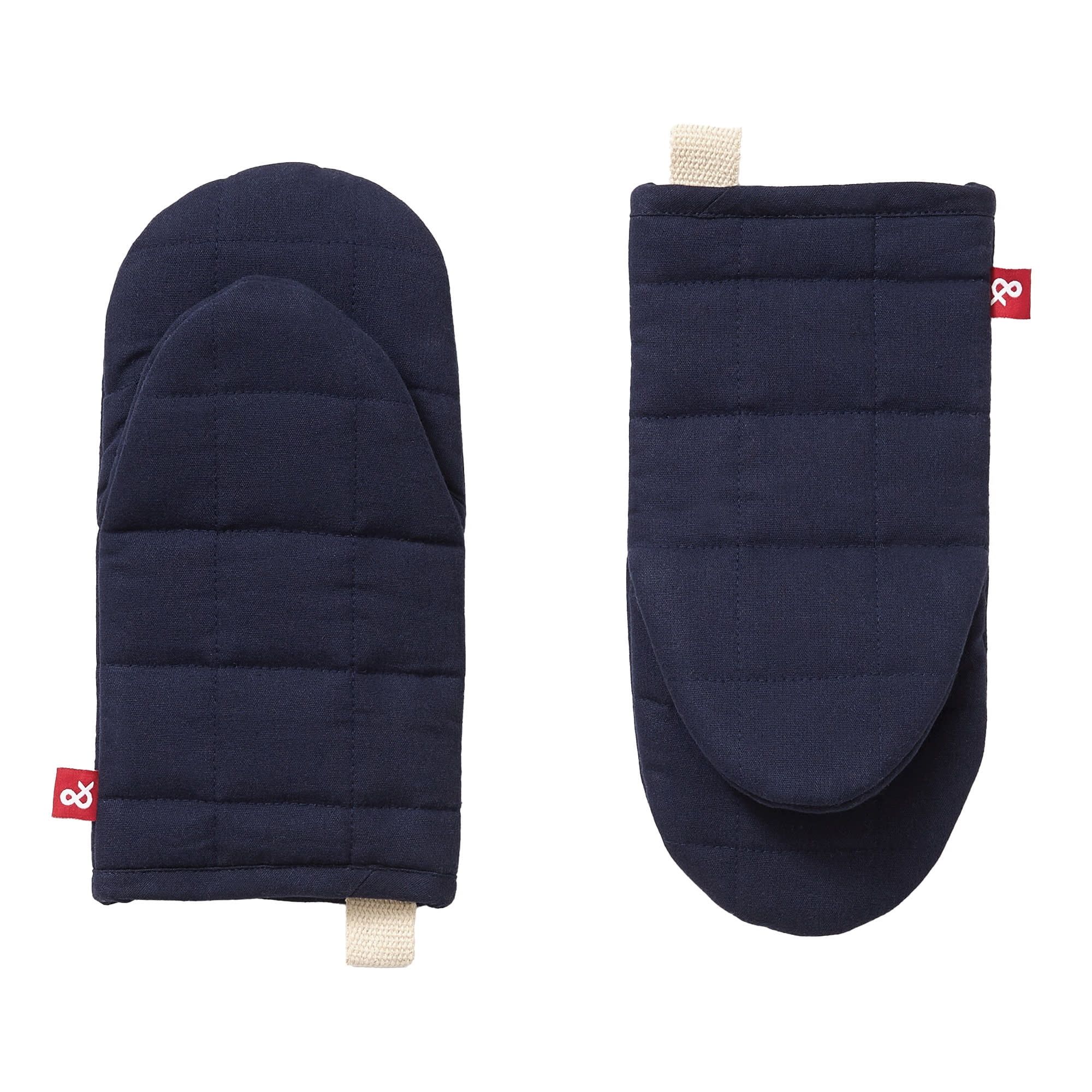 Blueberry Blue Cotton Oven Mitts with Polyester Filling