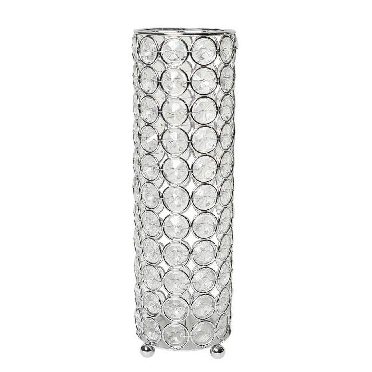 Elipse 11" Chrome and Crystal Decorative Vase/Candle Holder