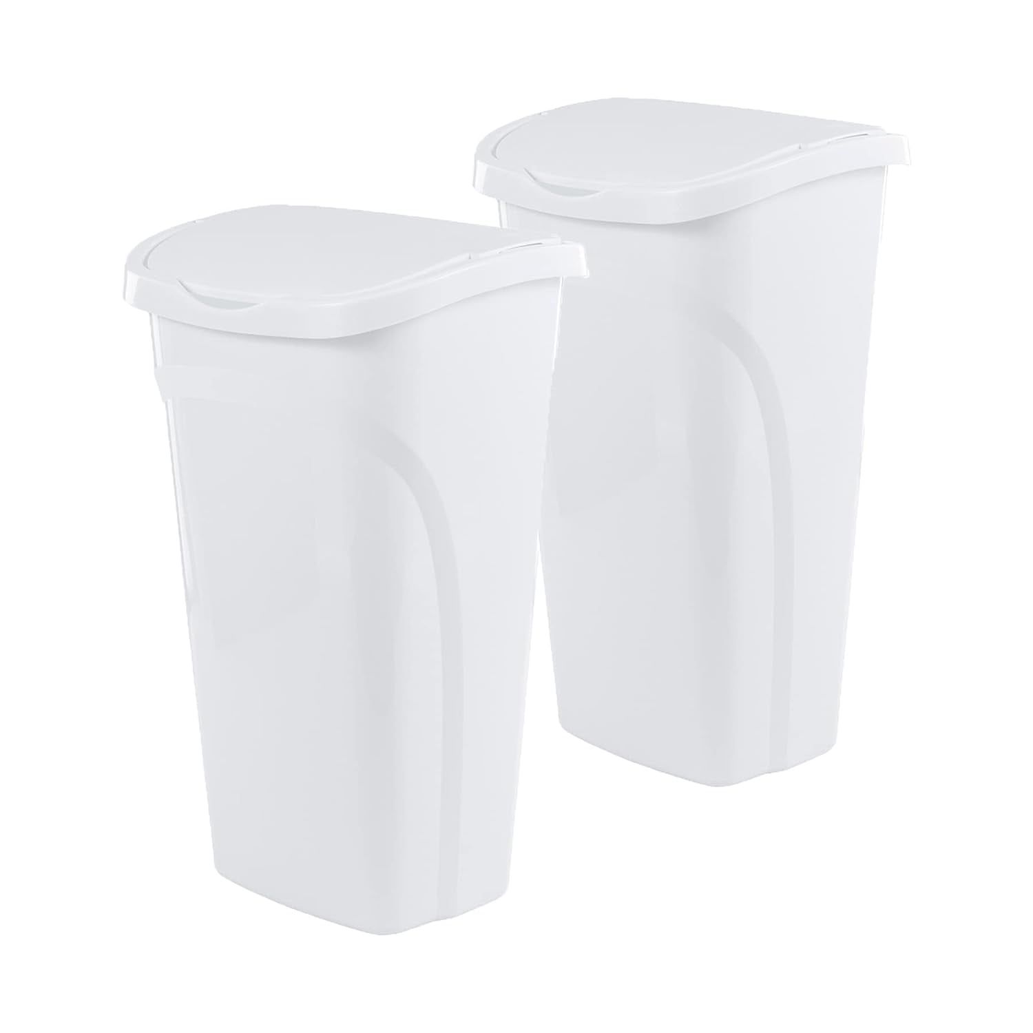 White Stainless Steel Rectangular Kitchen Trash Can, 10 Gal, 2 Pack