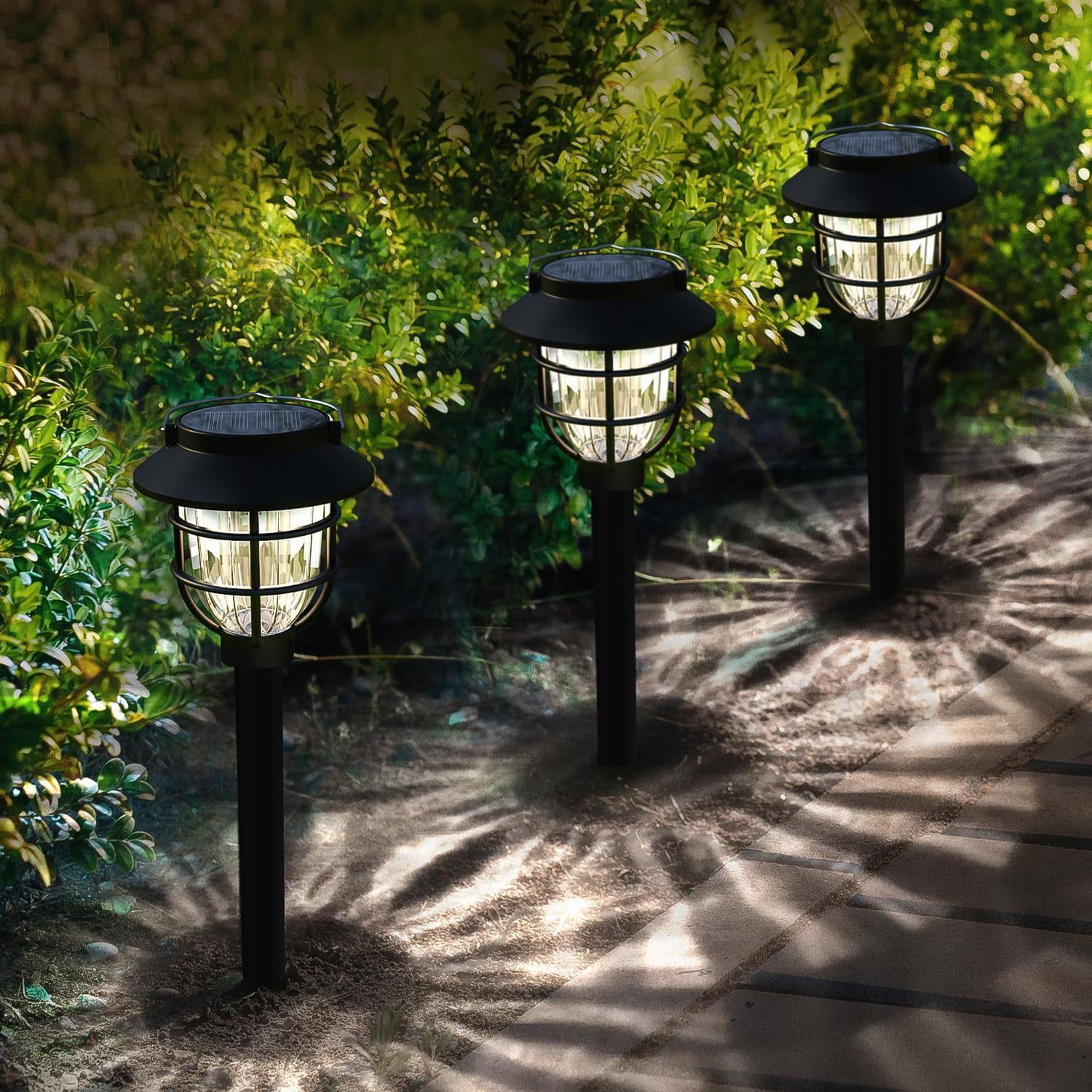 10 Pack Solar LED Pathway Lights with White ABS Shade