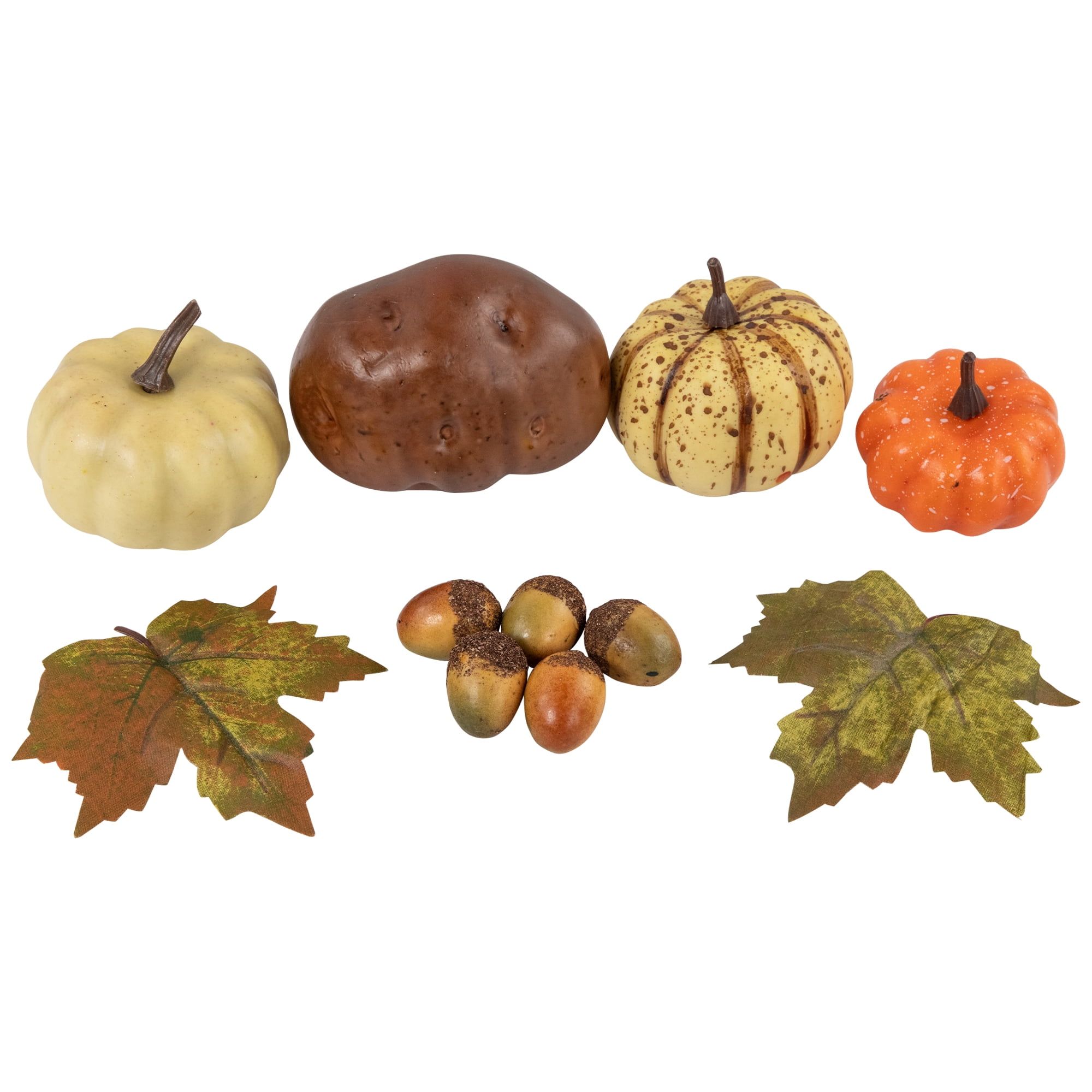 10-Piece Fall Harvest Artificial Pumpkin Acorn Leaf Set