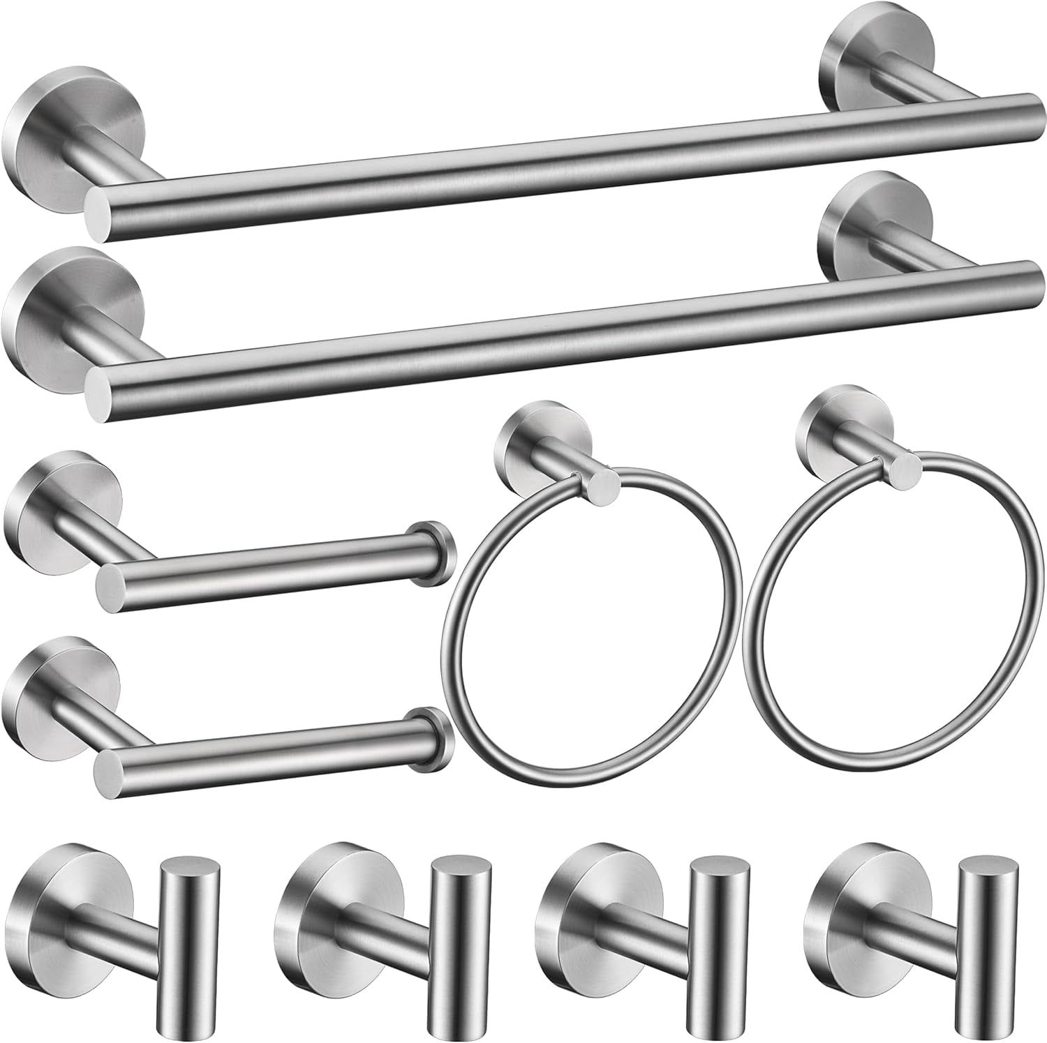 Brushed Nickel Stainless Steel 10-Piece Bathroom Hardware Set