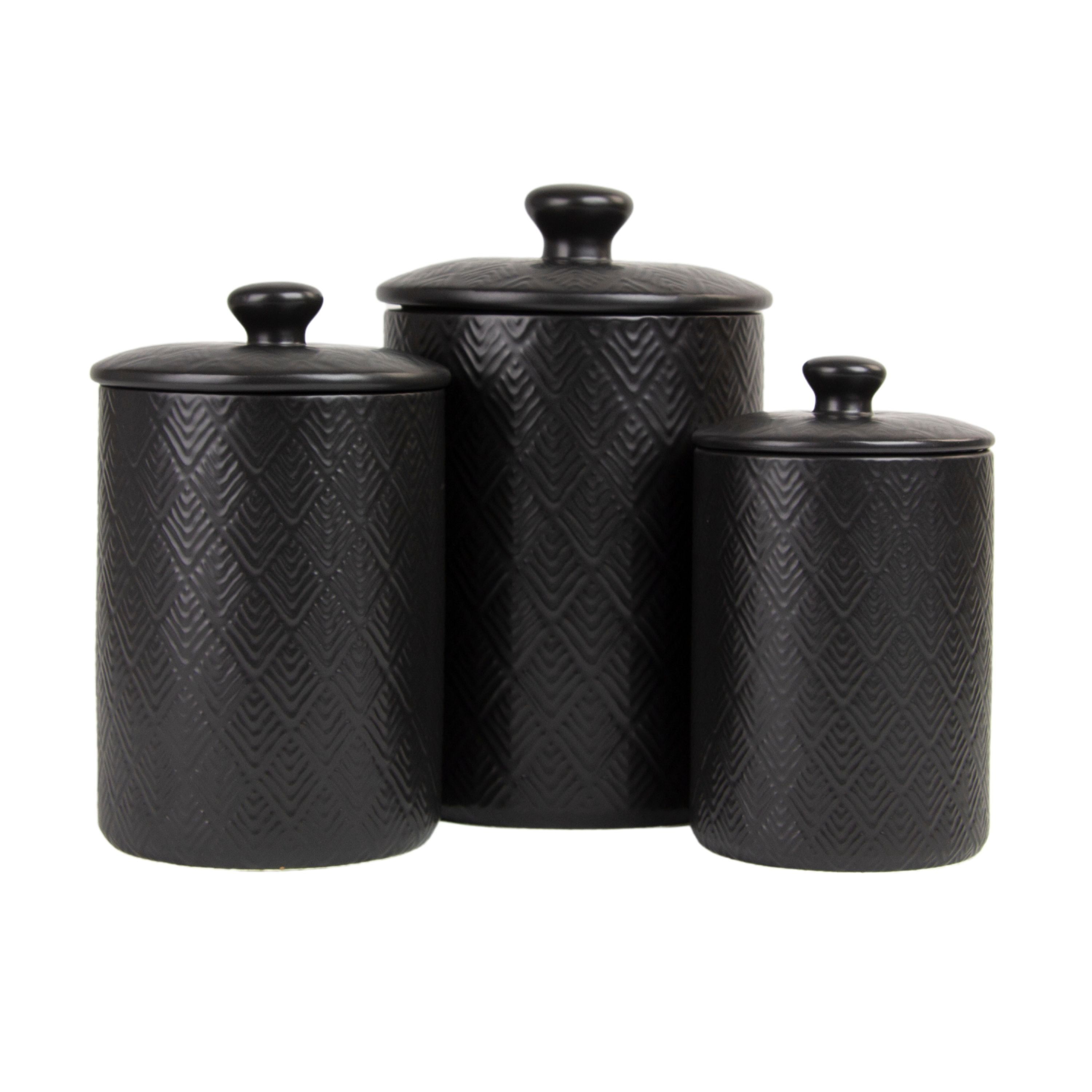 Marquis Matte Black Ceramic 3-Piece Canister Set