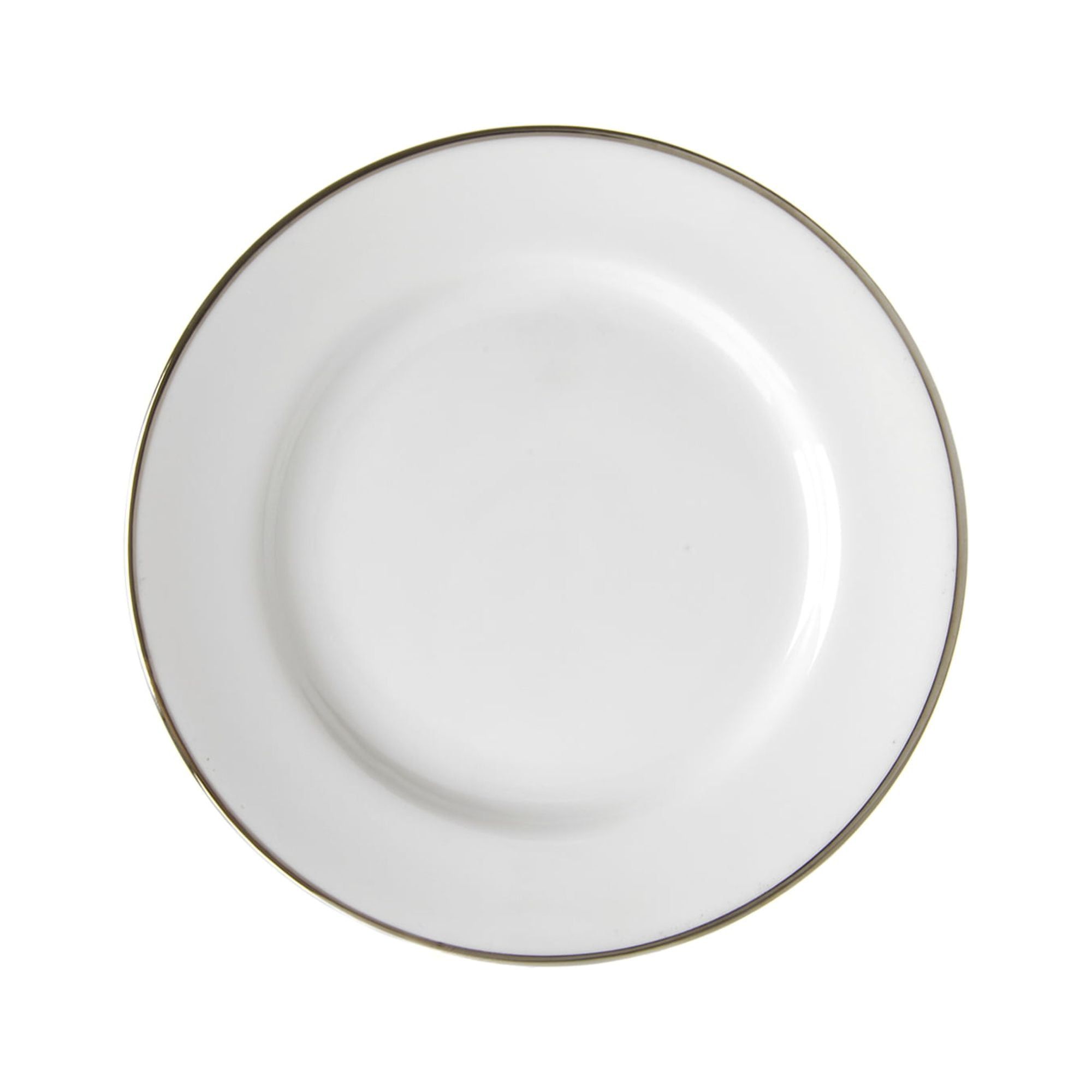 Silver Rimmed White Porcelain Bread and Butter Plates, Set of 4