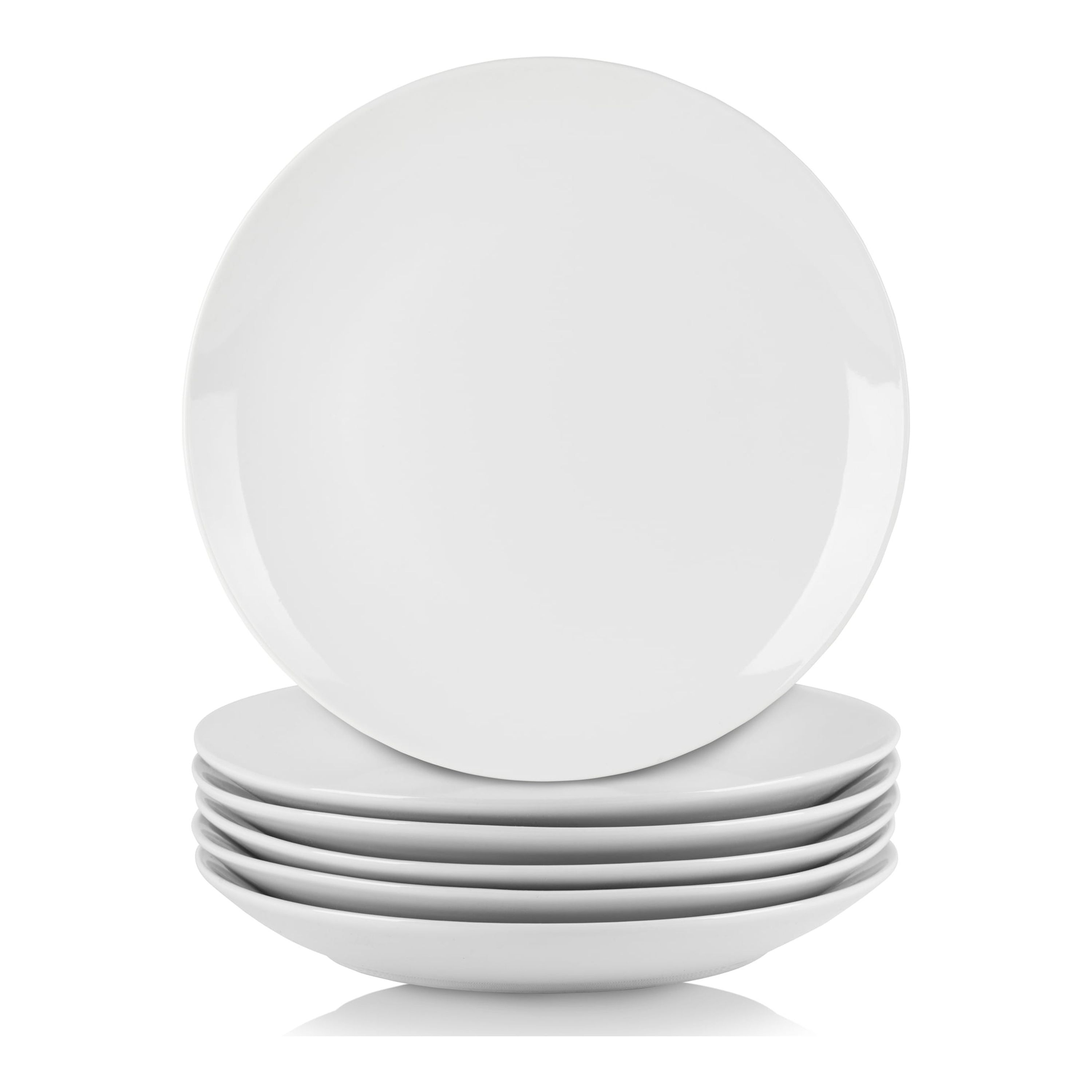 Simply White 7.5" Round Ceramic Salad Plates, Set of 6