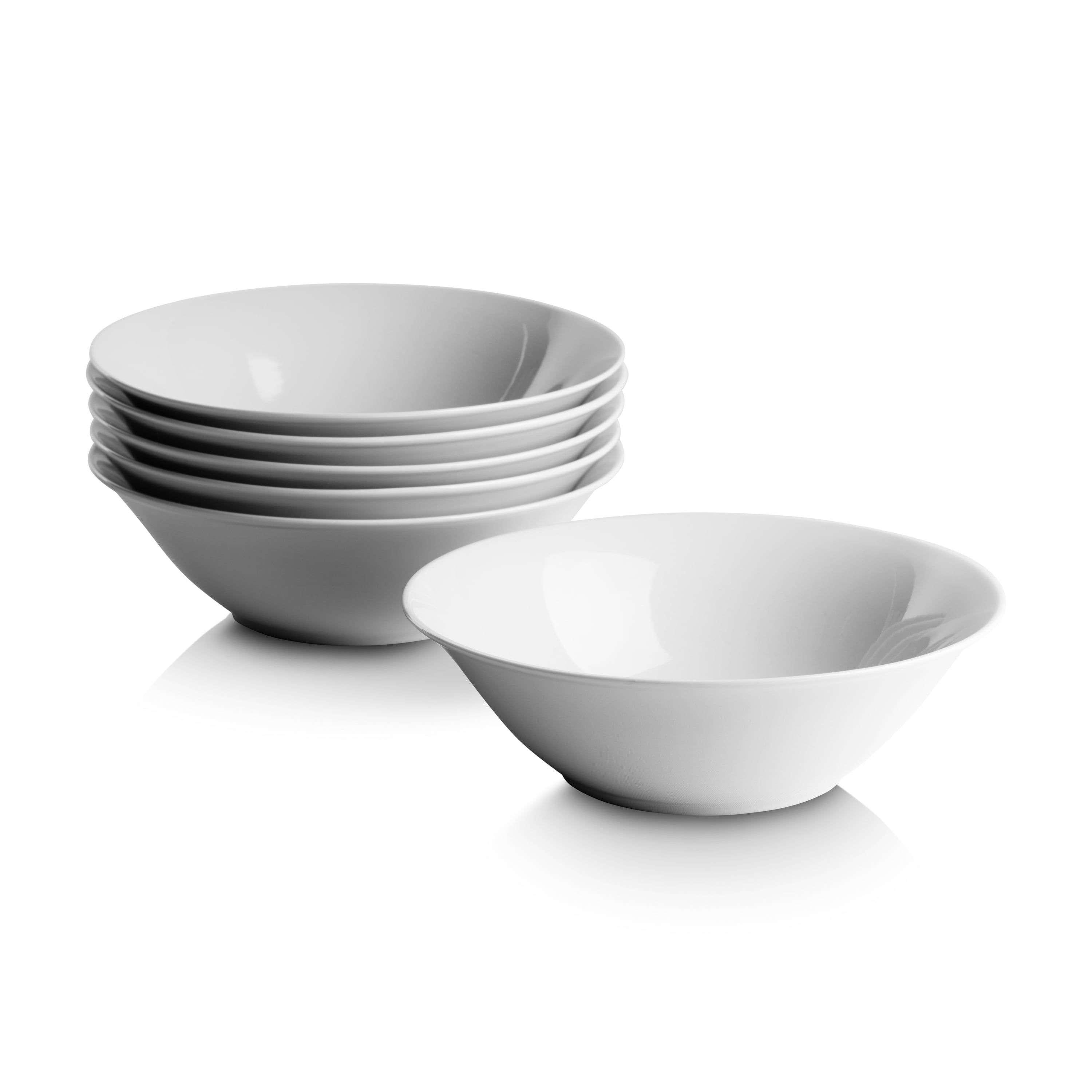 Simply White 7" Ceramic Microwave Safe Cereal Bowls, Set of 6