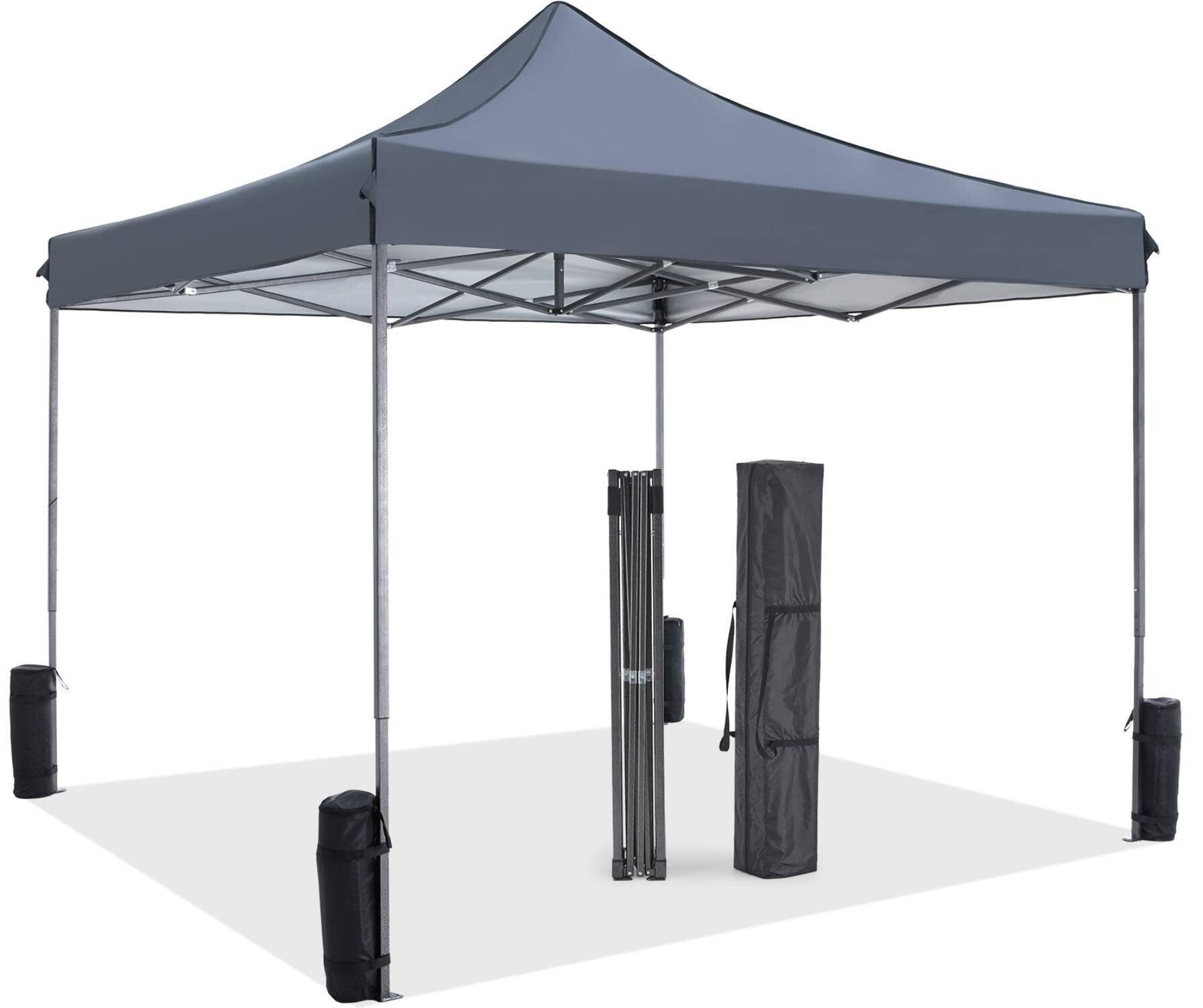 10 ft x 10 ft Gray Pop-Up Canopy Tent with Adjustable Height