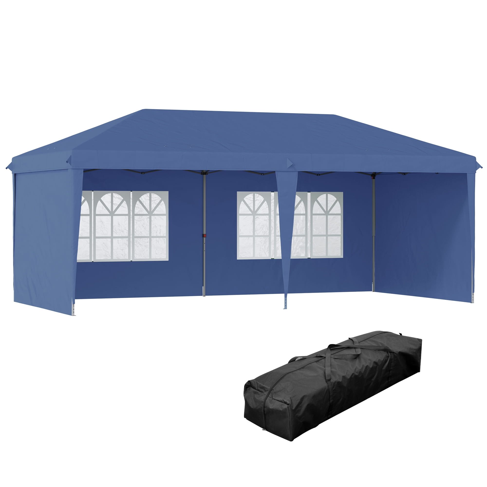 Blue 10' x 20' Pop Up Canopy Tent with Sidewalls