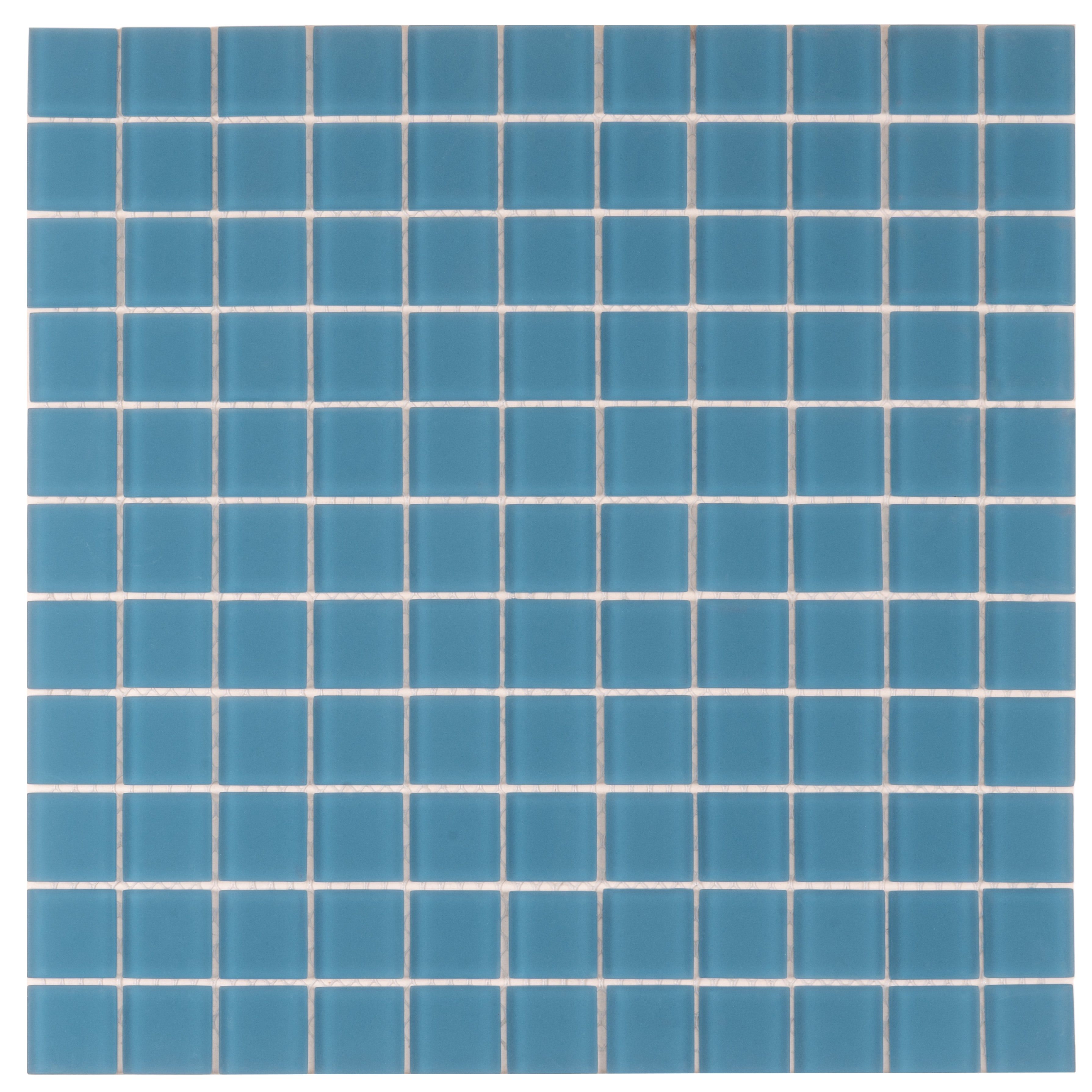 Cerulean Blue Matte Glass Mosaic Tile for Walls and Floors