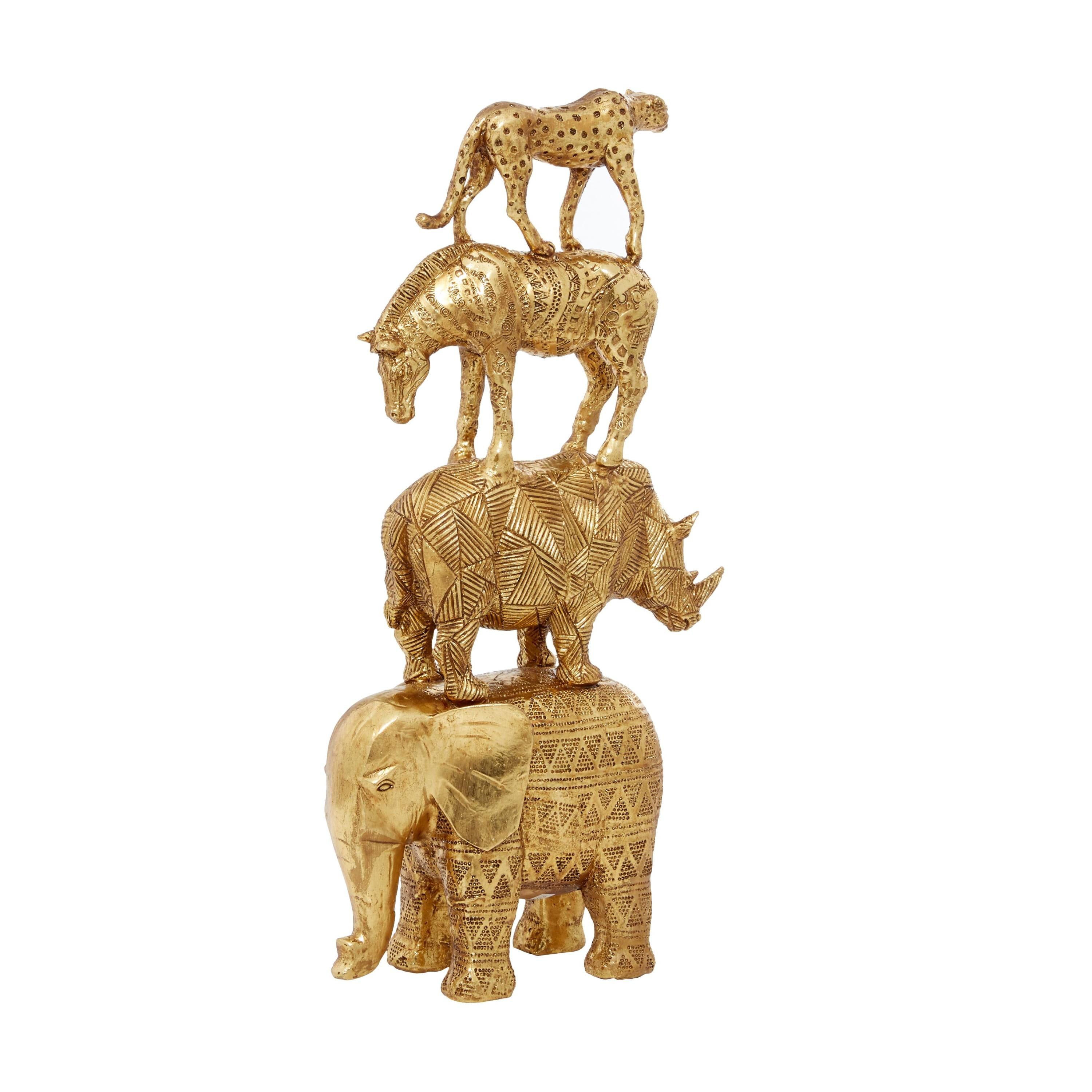 Elegant Gold Resin Elephant Sculpture 24" Decor Accent