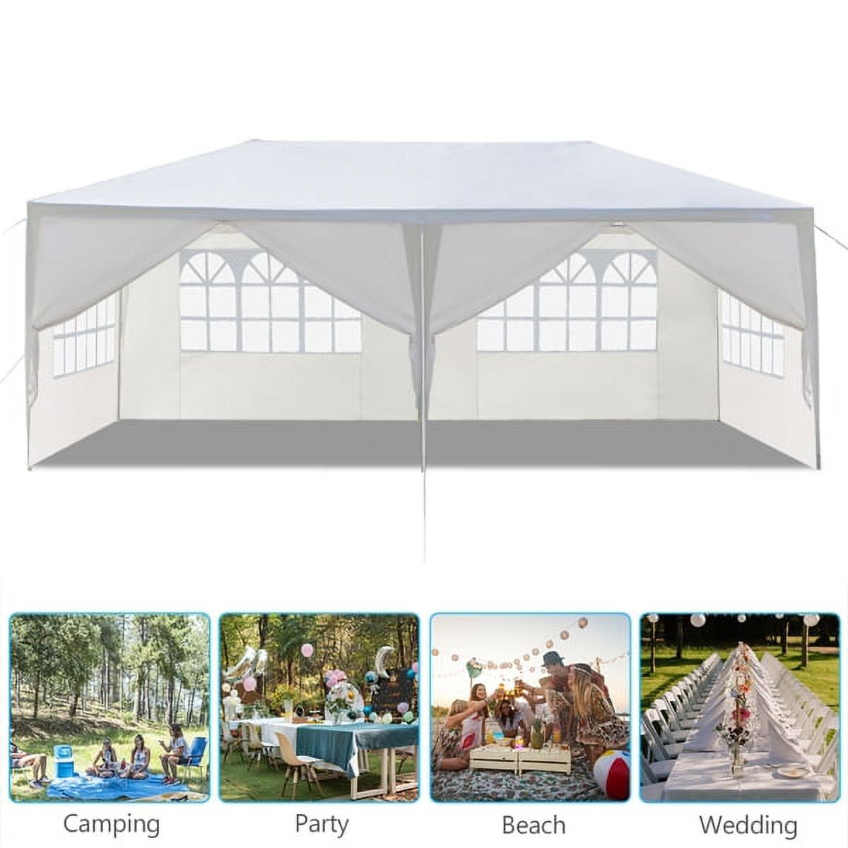 10'x20' White Waterproof Outdoor Party Tent with Removable Sidewalls