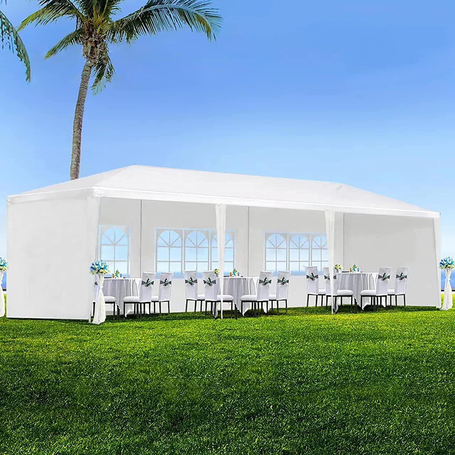 White 10'x30' Waterproof Outdoor Event Canopy Tent with Sidewalls