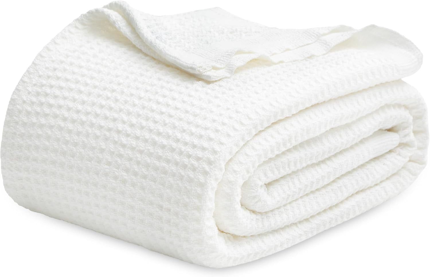 White King Size Cotton Waffle Weave Blanket