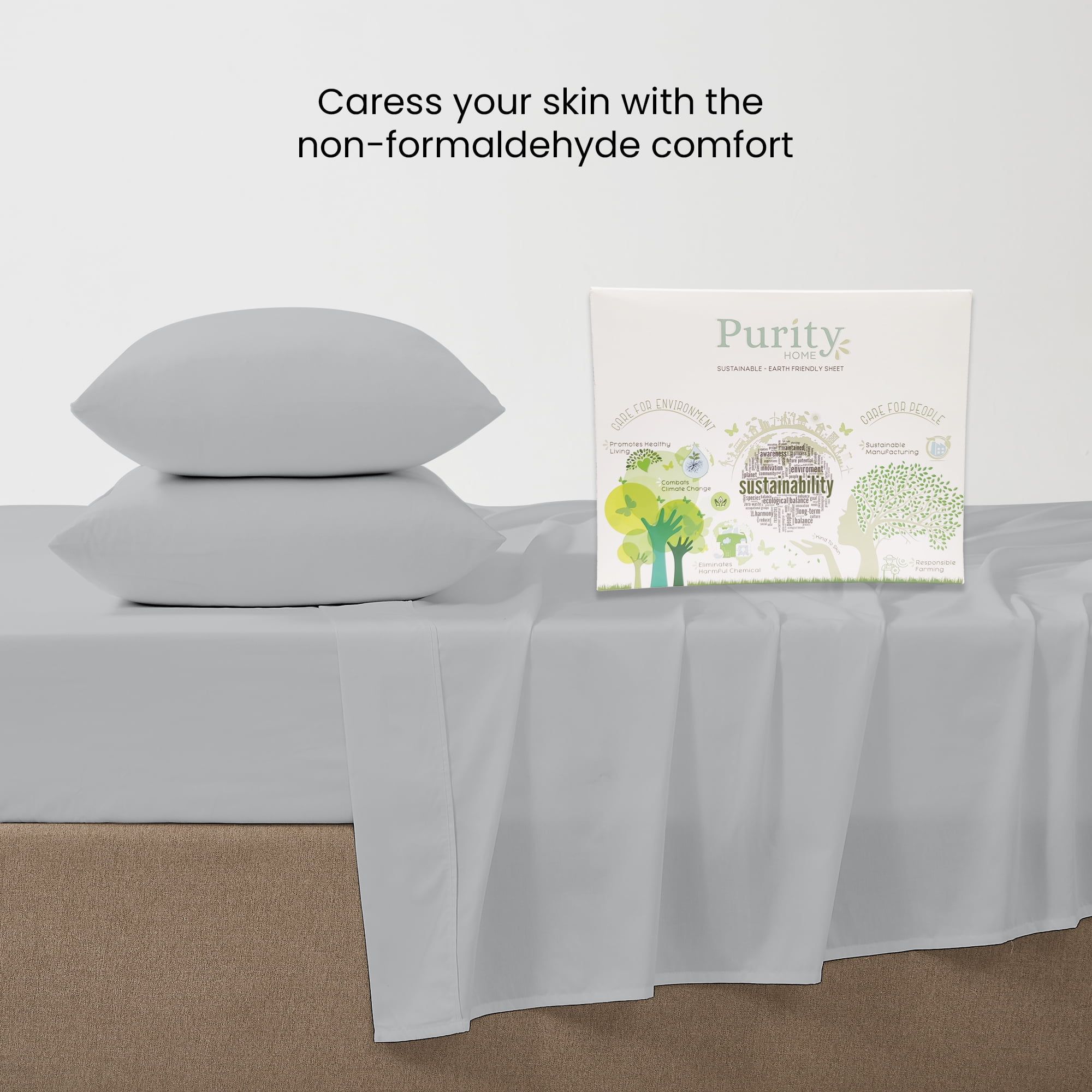 Light Gray Full Cotton Deep Pocket Sheet Set