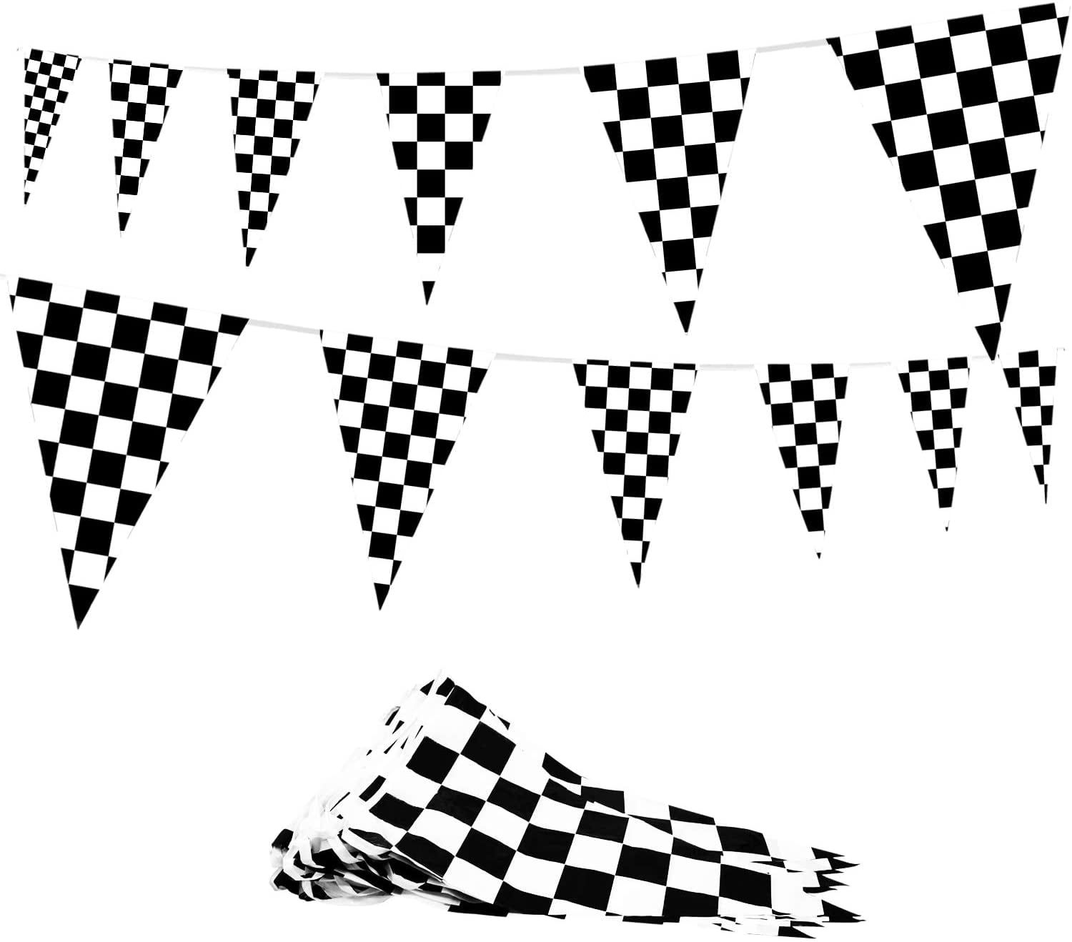 100 Feet Black and White Checkered Birthday Banner