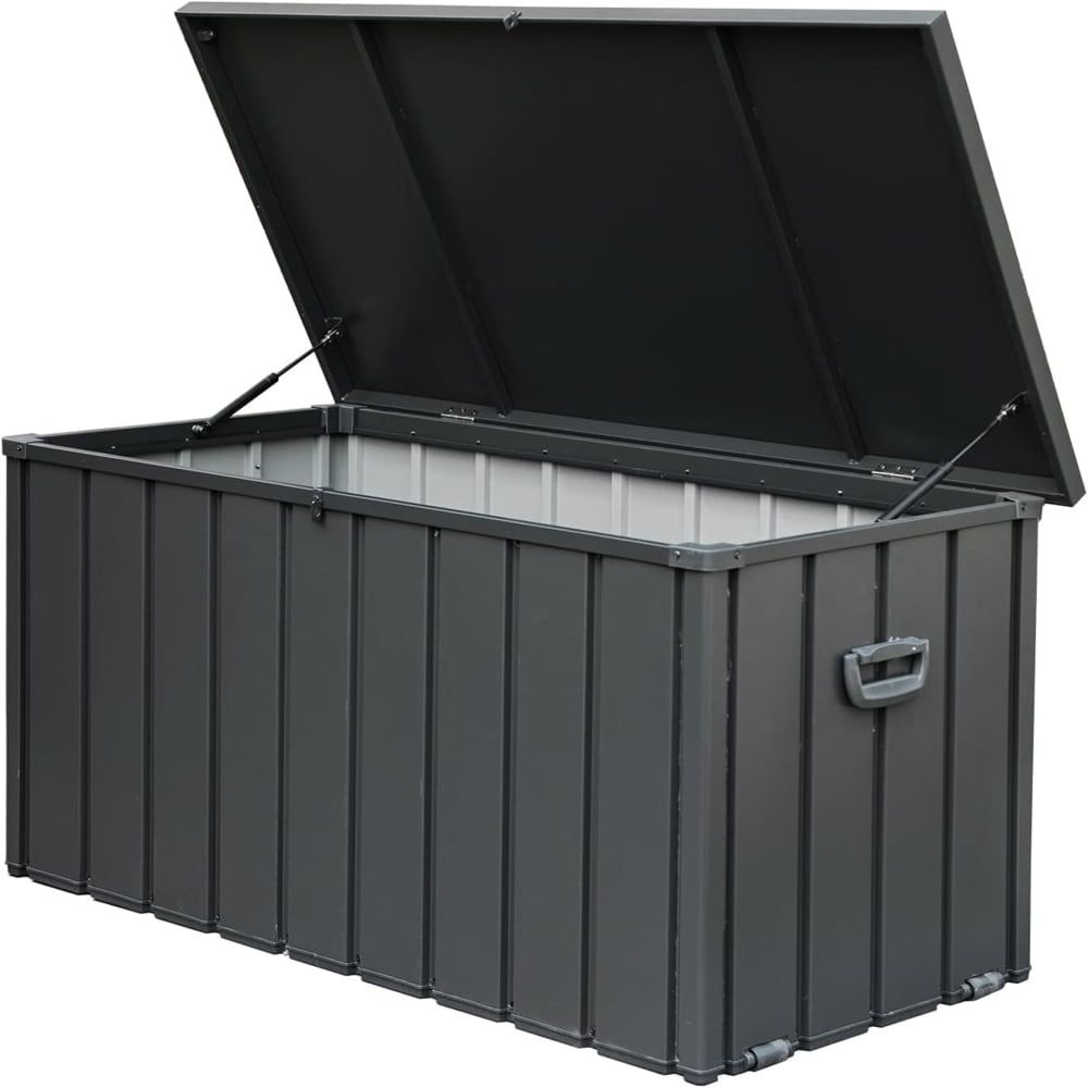 100 Gallon Dark Gray Lockable Metal Deck Box