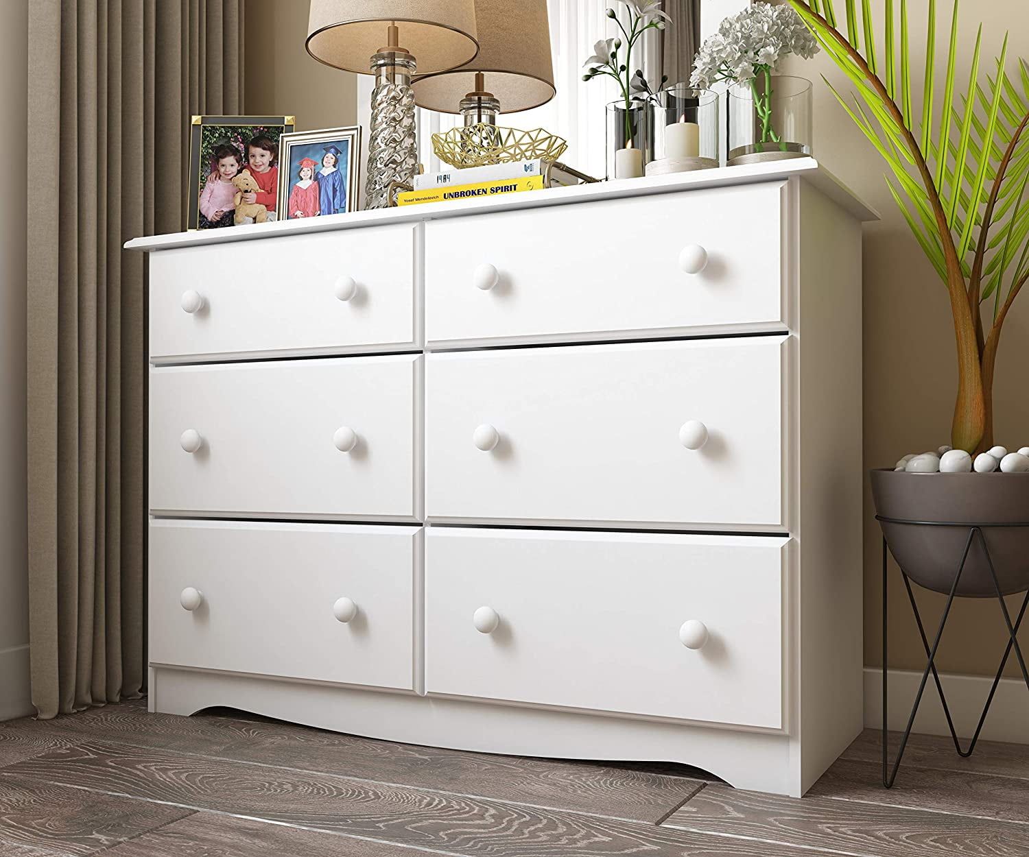 Palace White Solid Wood Double Dresser with Extra Deep Drawers