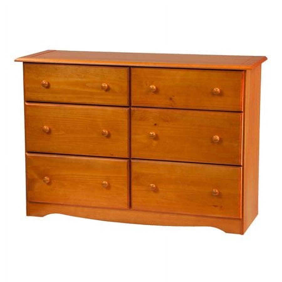 Honey Pine Solid Wood Double Dresser with Extra Deep Drawers