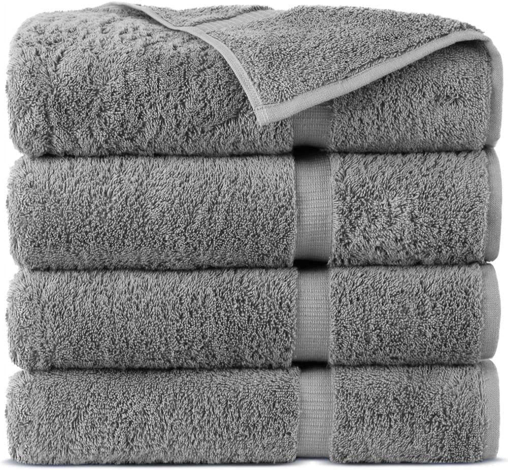 Gray Turkish Cotton Bath Towels Set of 4