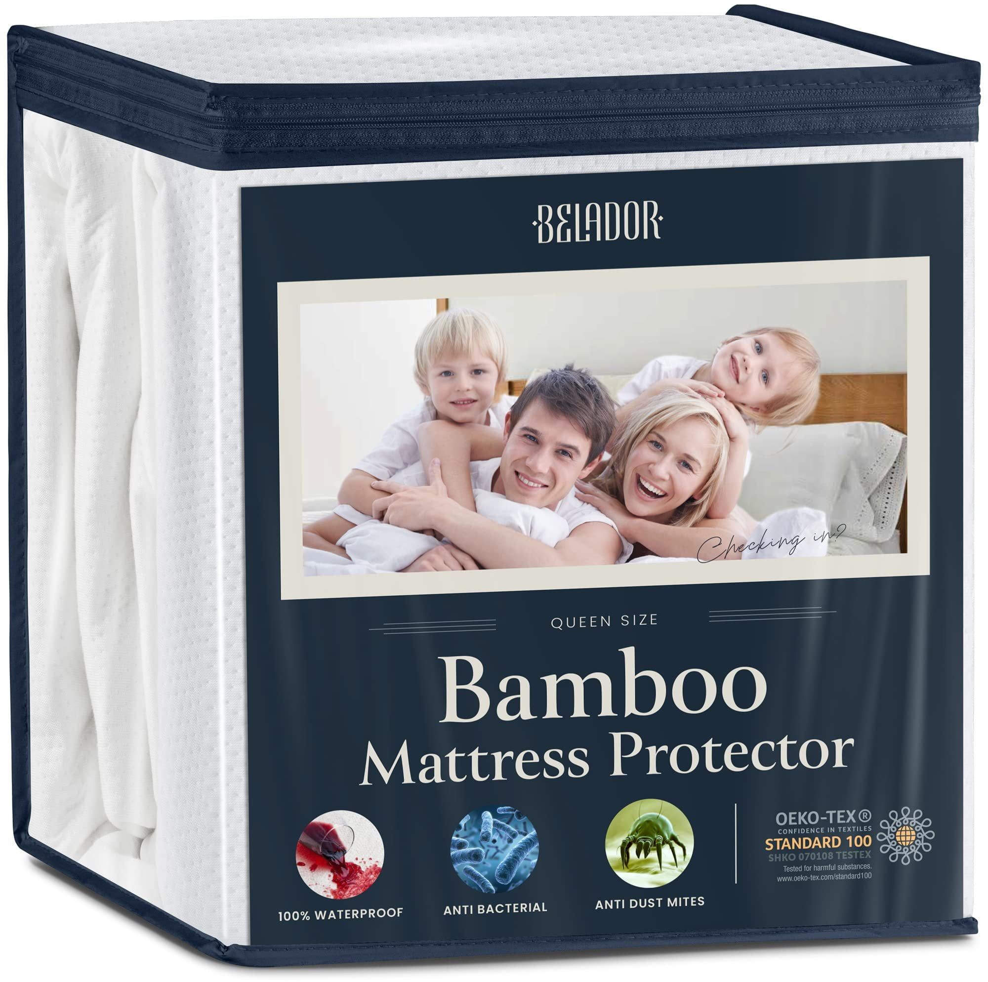 Queen Size White Bamboo Waterproof Mattress Protector