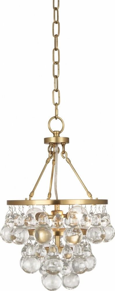 Elegant Bling Glass Drop Pendant in Antique Brass and Polished Nickel