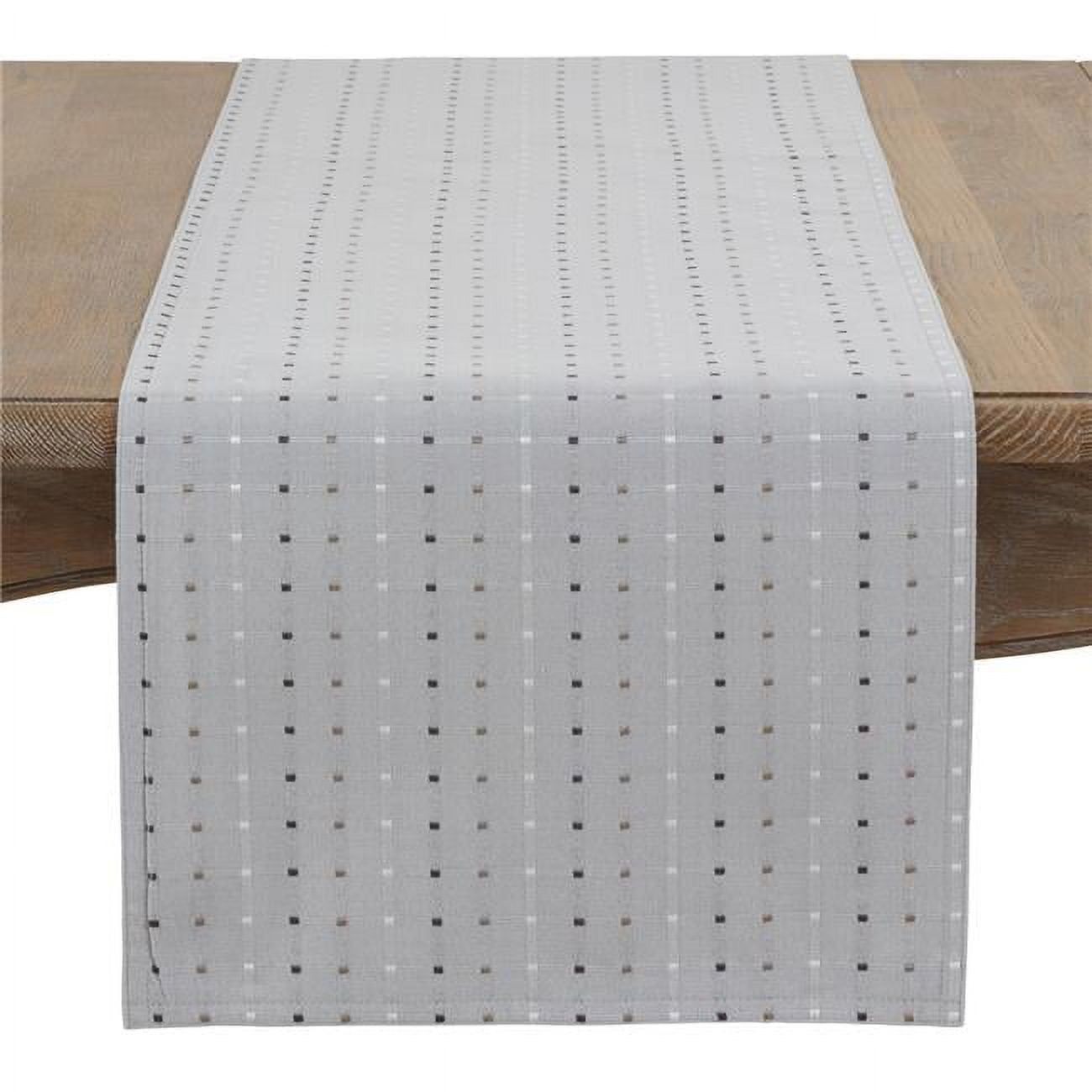 Gray Cotton Polyester Stitched Line Table Runner, 16" x 108"