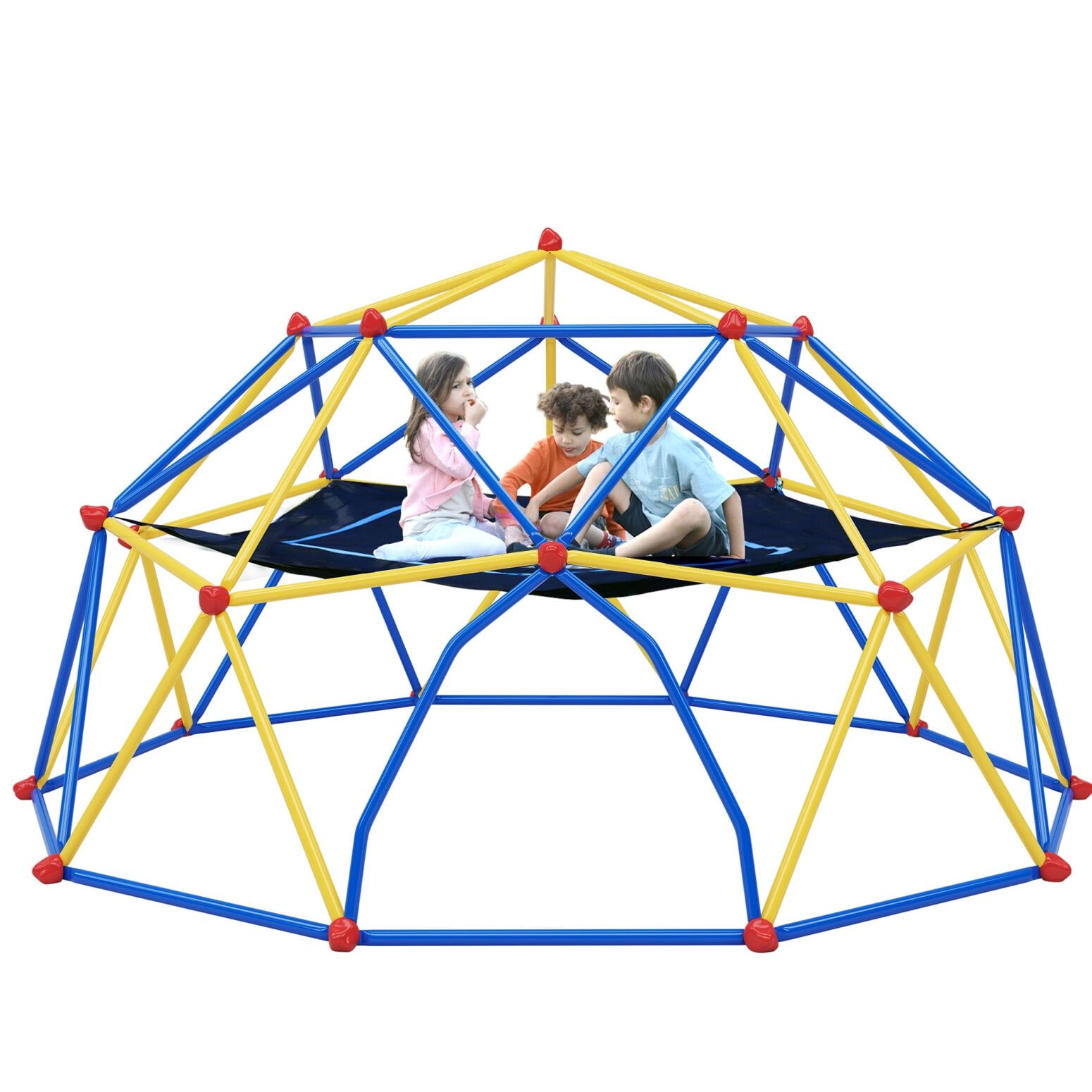 10FT Blue and Yellow Geometric Climbing Dome with Hammock