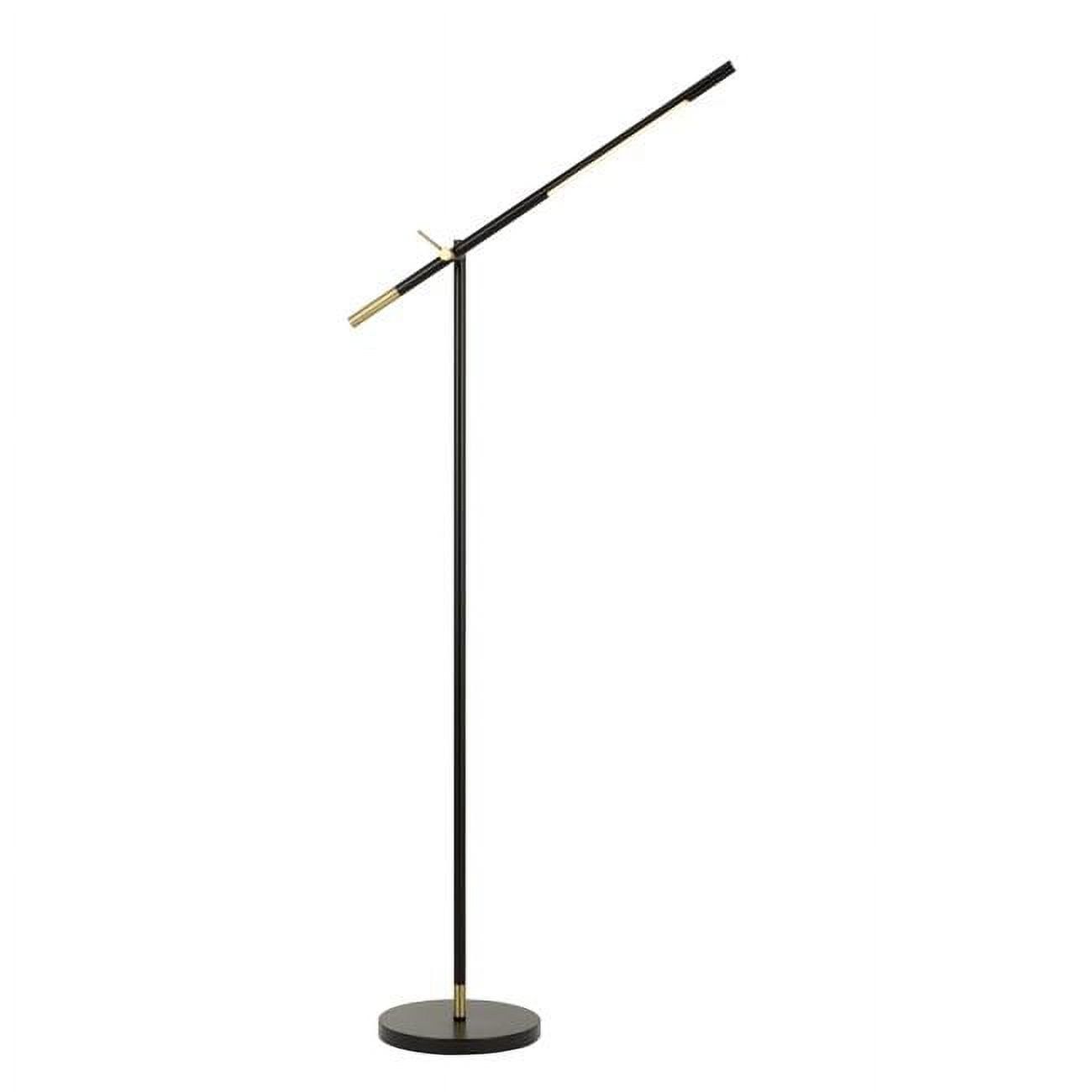 Contemporary 10 Watt Adjustable Black and Brass LED Floor Lamp