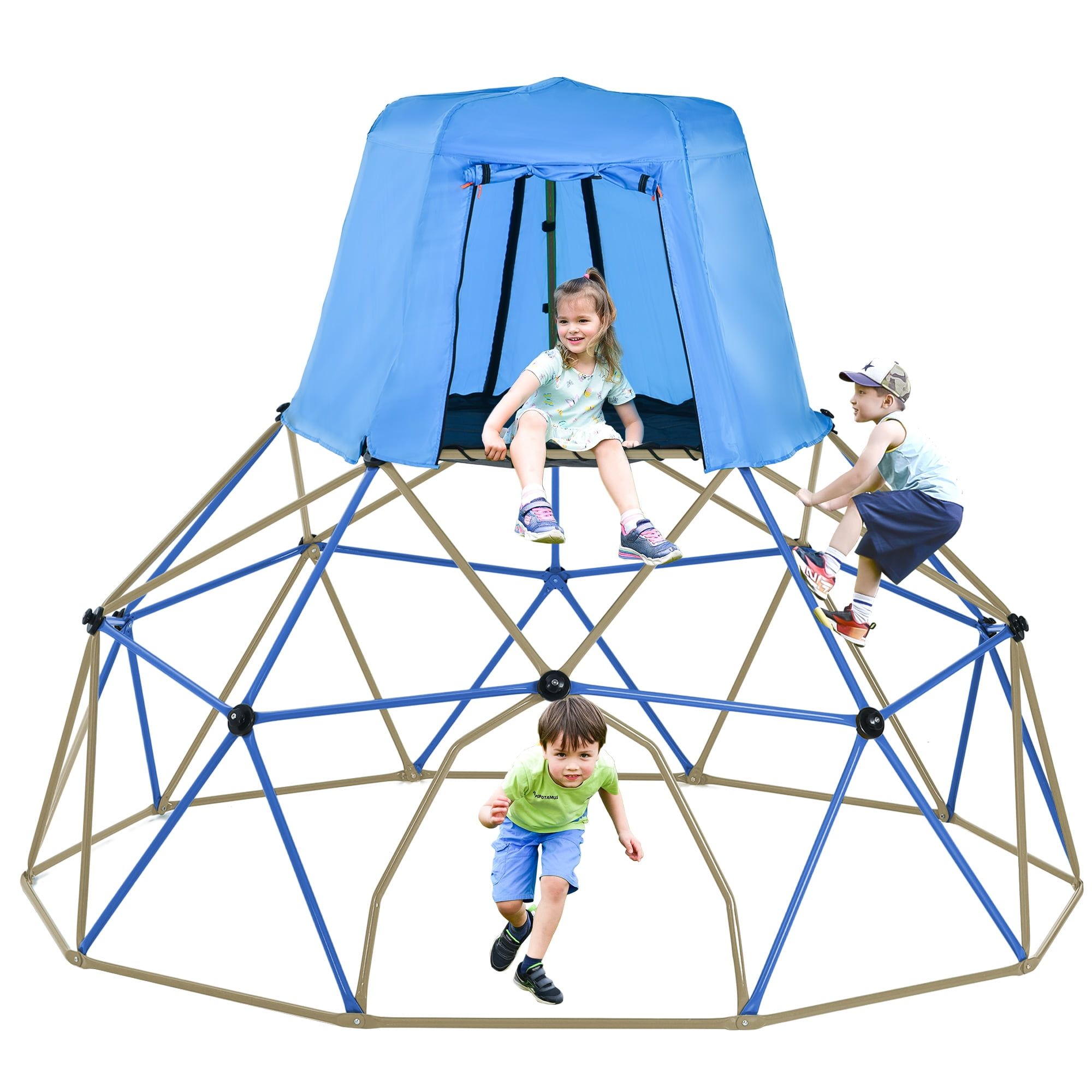 10 FT Blue and Brown Steel Climbing Dome with Canopy