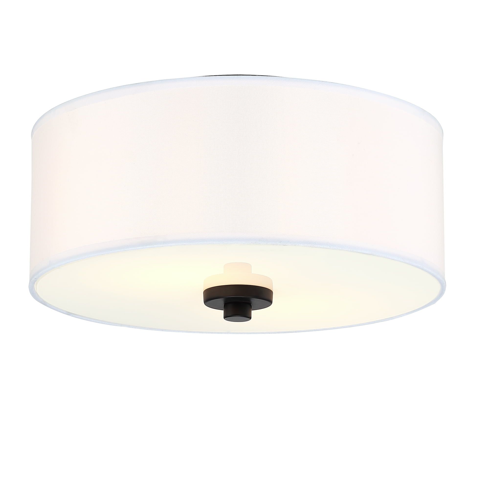 White Glass Drum Shade Flush Mount Ceiling Light