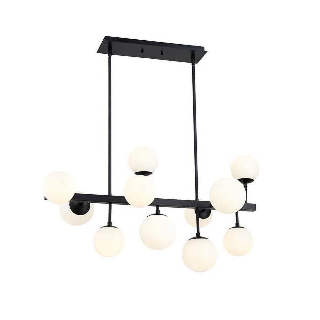 Midnetic Matte Black Steel 11-Light Linear Chandelier