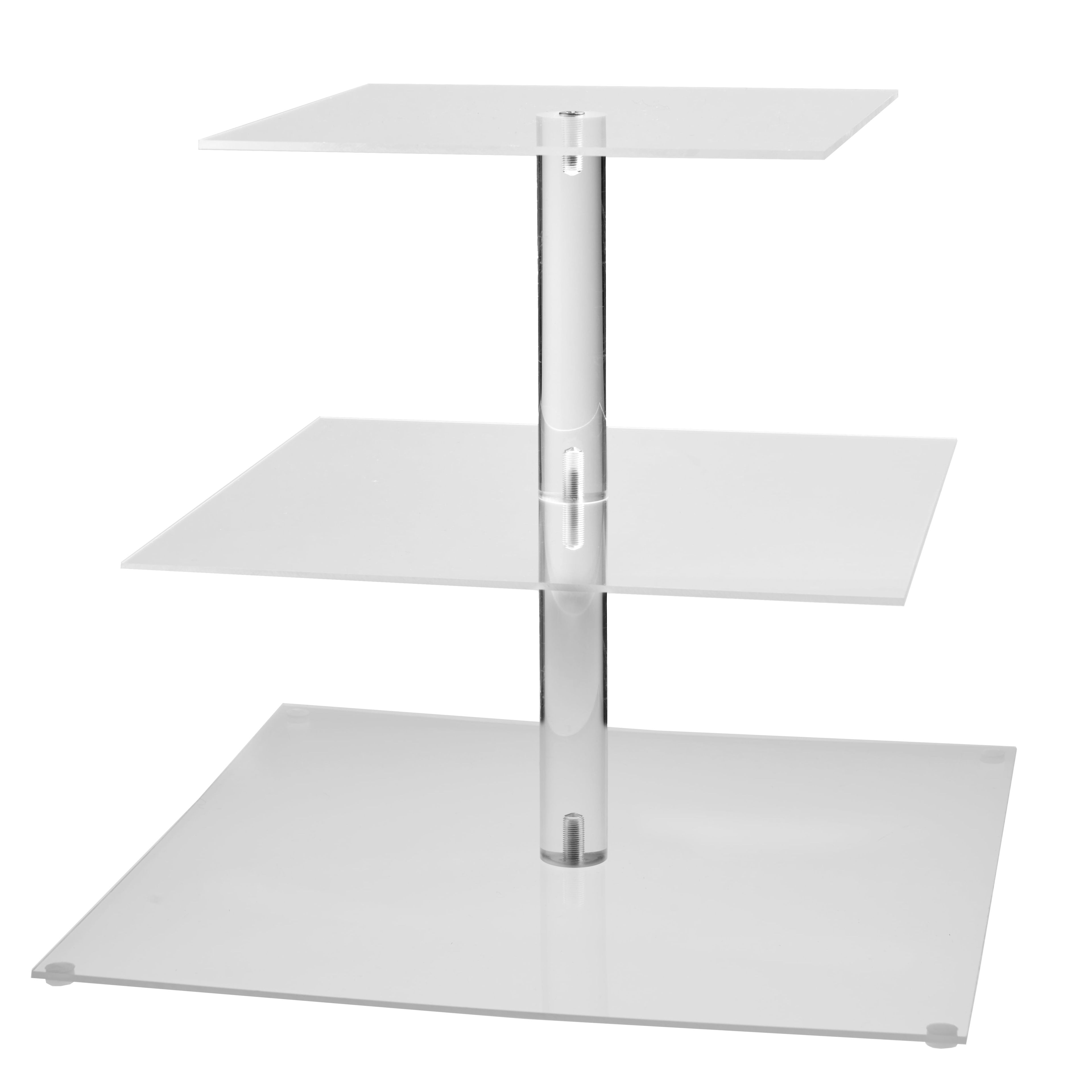 Clear Acrylic 3-Tier Square Treat Stand, 11" x 12"